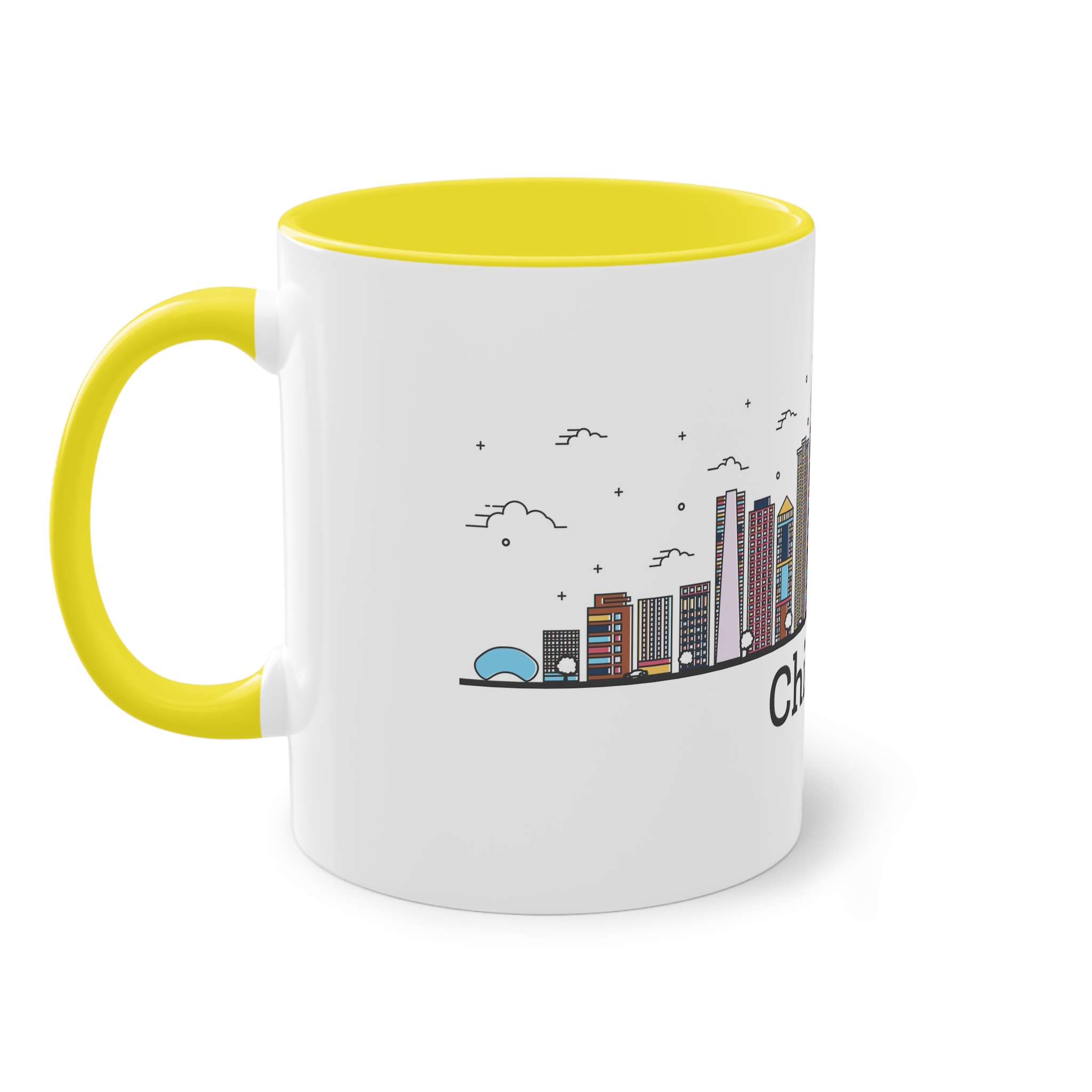 Chicago Outline Bold Color Two Tone Coffee Mug 11oz - Image 23