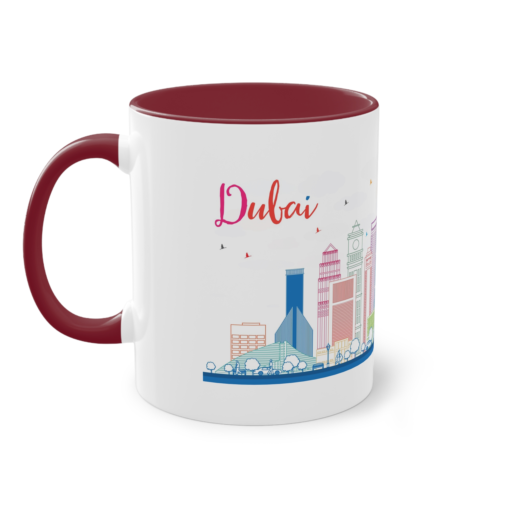 Dubai Outline Color Two Tone Coffee Mug 11oz - Image 7