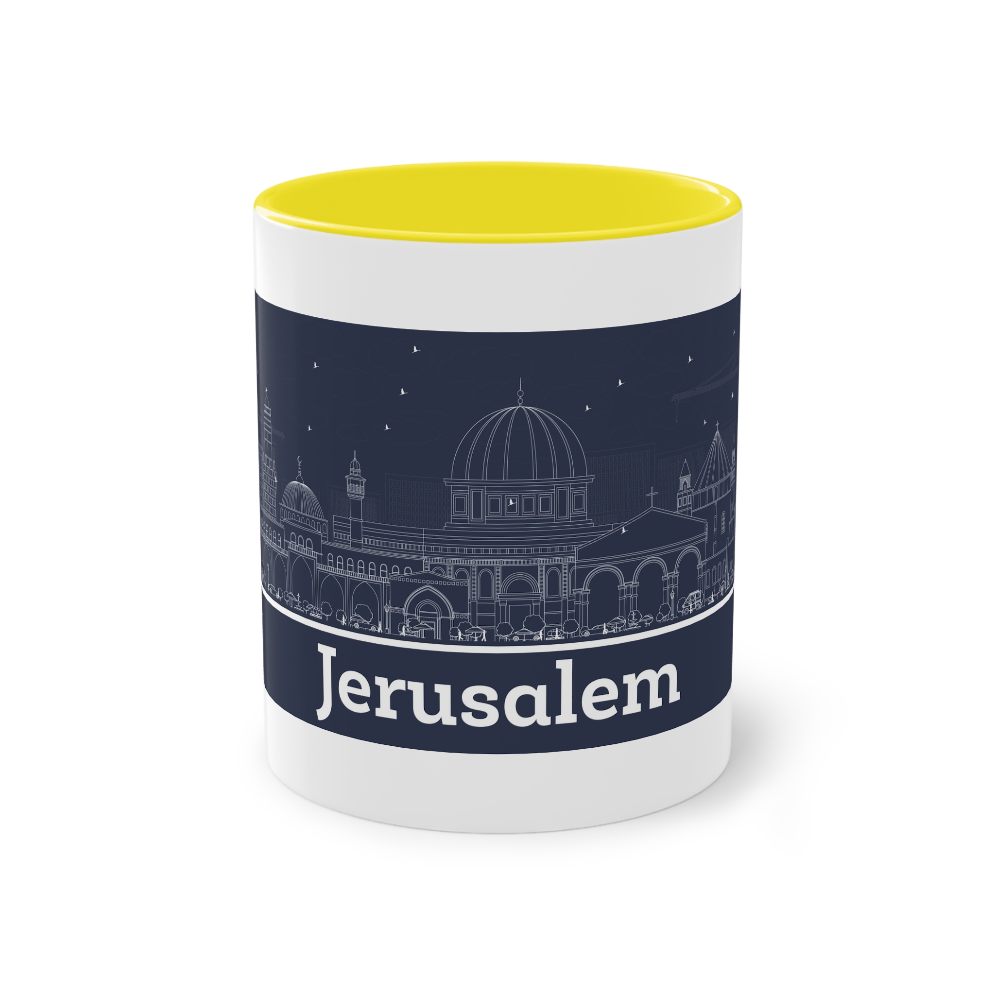 Jerusalem Outline Inverse Two Tone Coffee Mug 11oz - Image 21