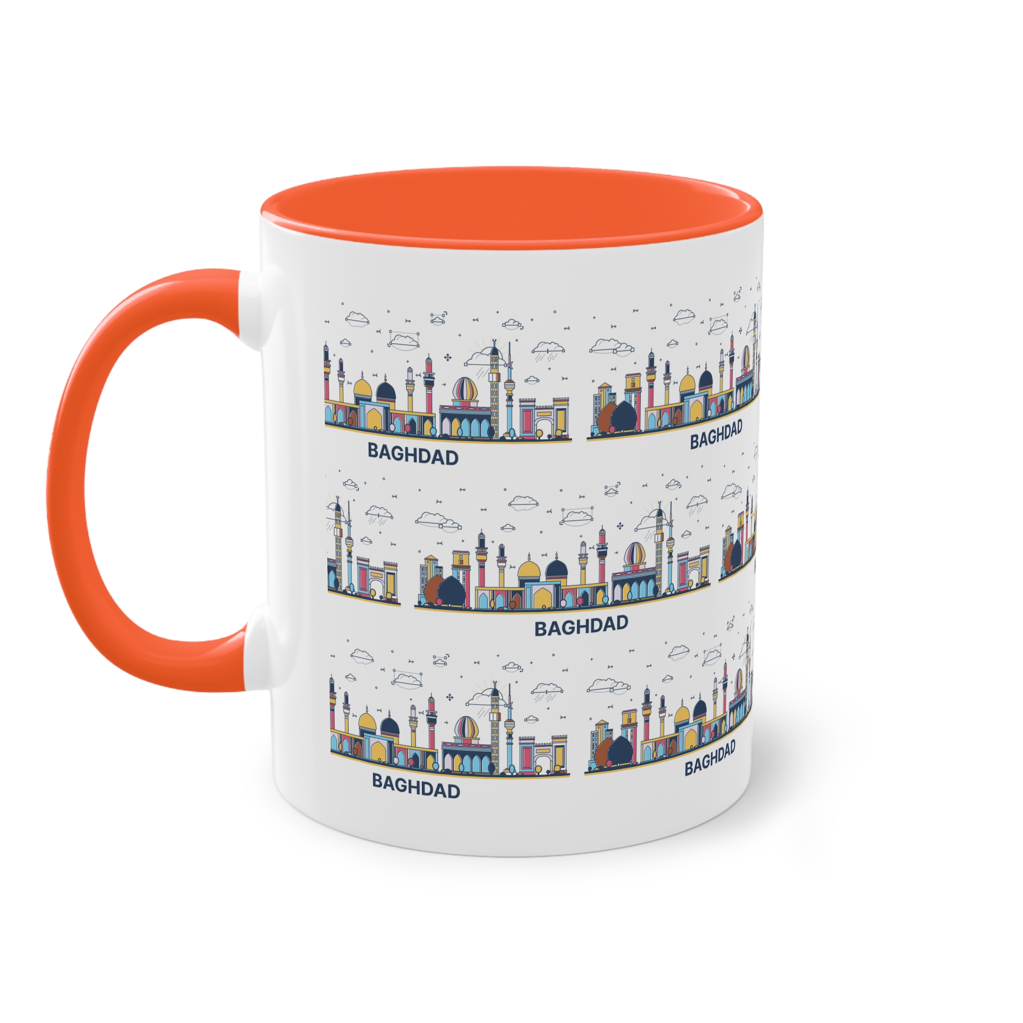 Baghdad Outline Bold Color Two Tone Coffee Mug 11oz - Image 15