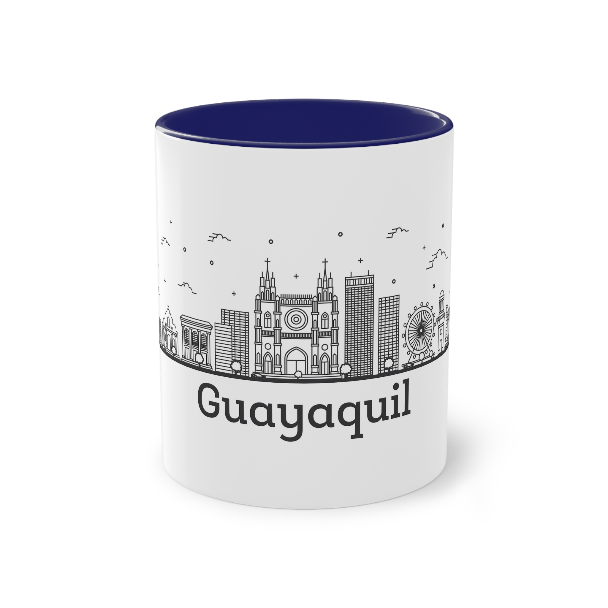 Guayaquil Outline Bold Two Tone Coffee Mug 11oz - Image 41
