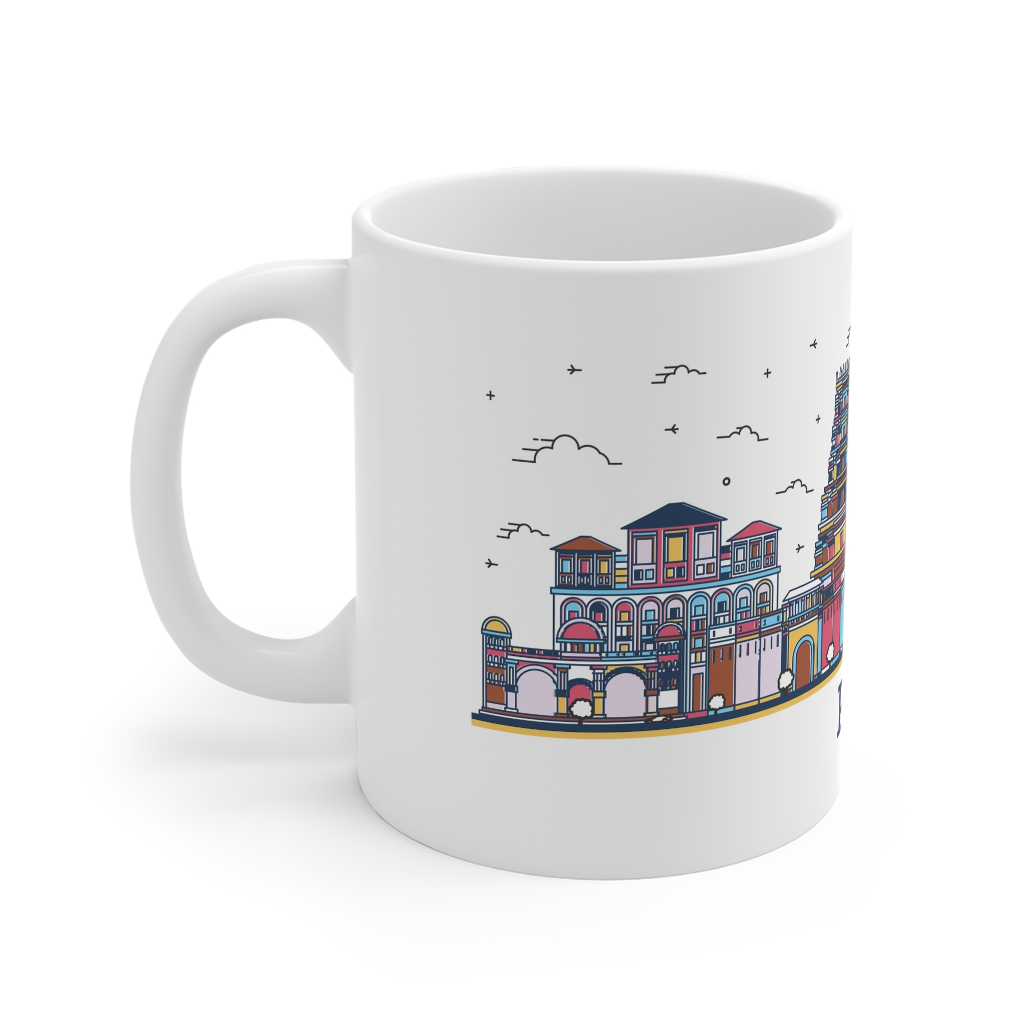 Pune Outline Bold Color 11oz White Mug - Image 2