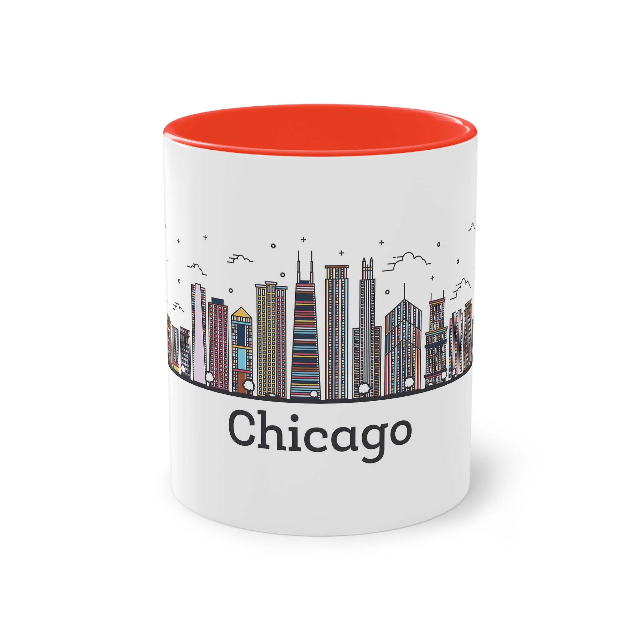 Chicago Outline Bold Color Two Tone Coffee Mug 11oz