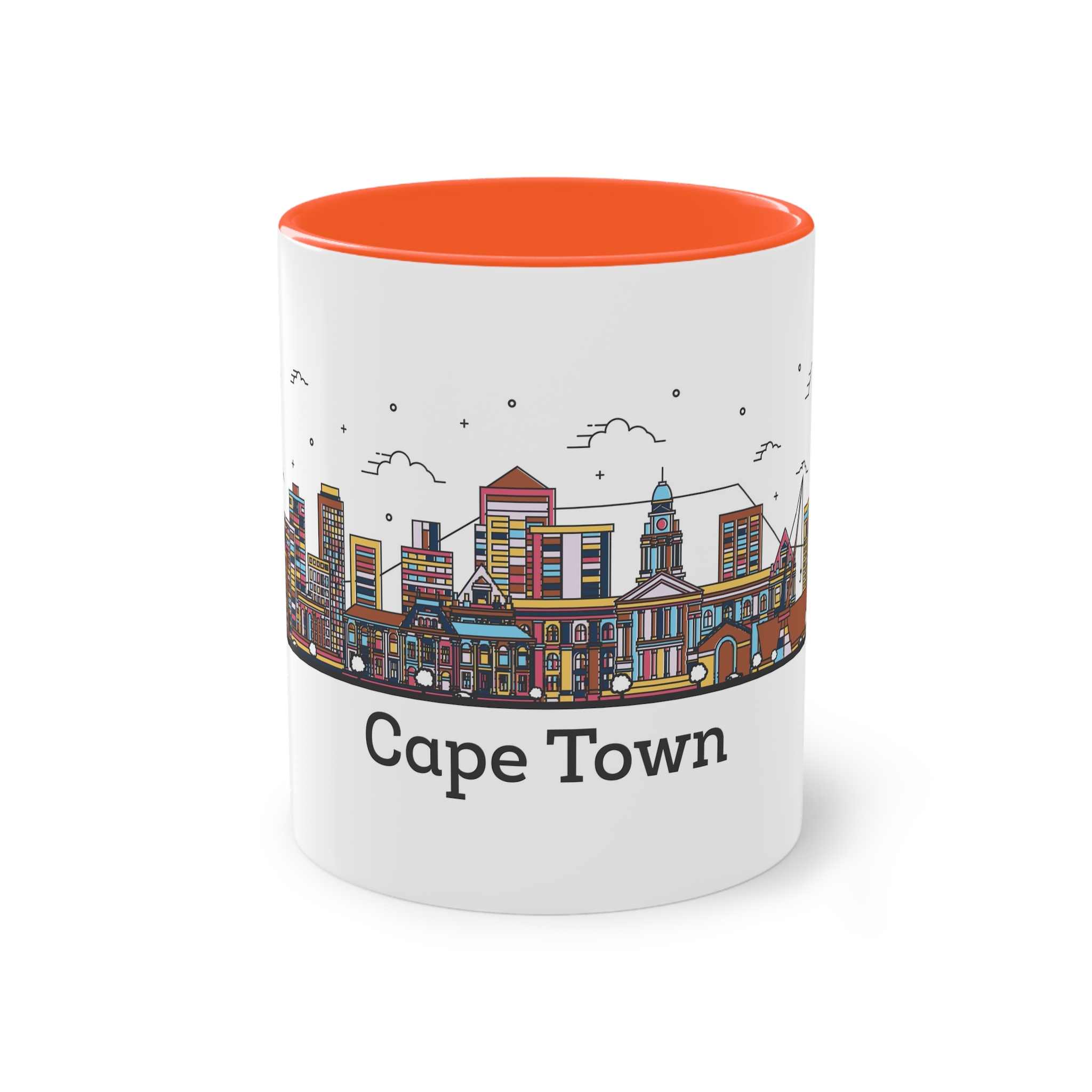 Cape Town Outline Bold Color Two Tone Coffee Mug 11oz - Image 13