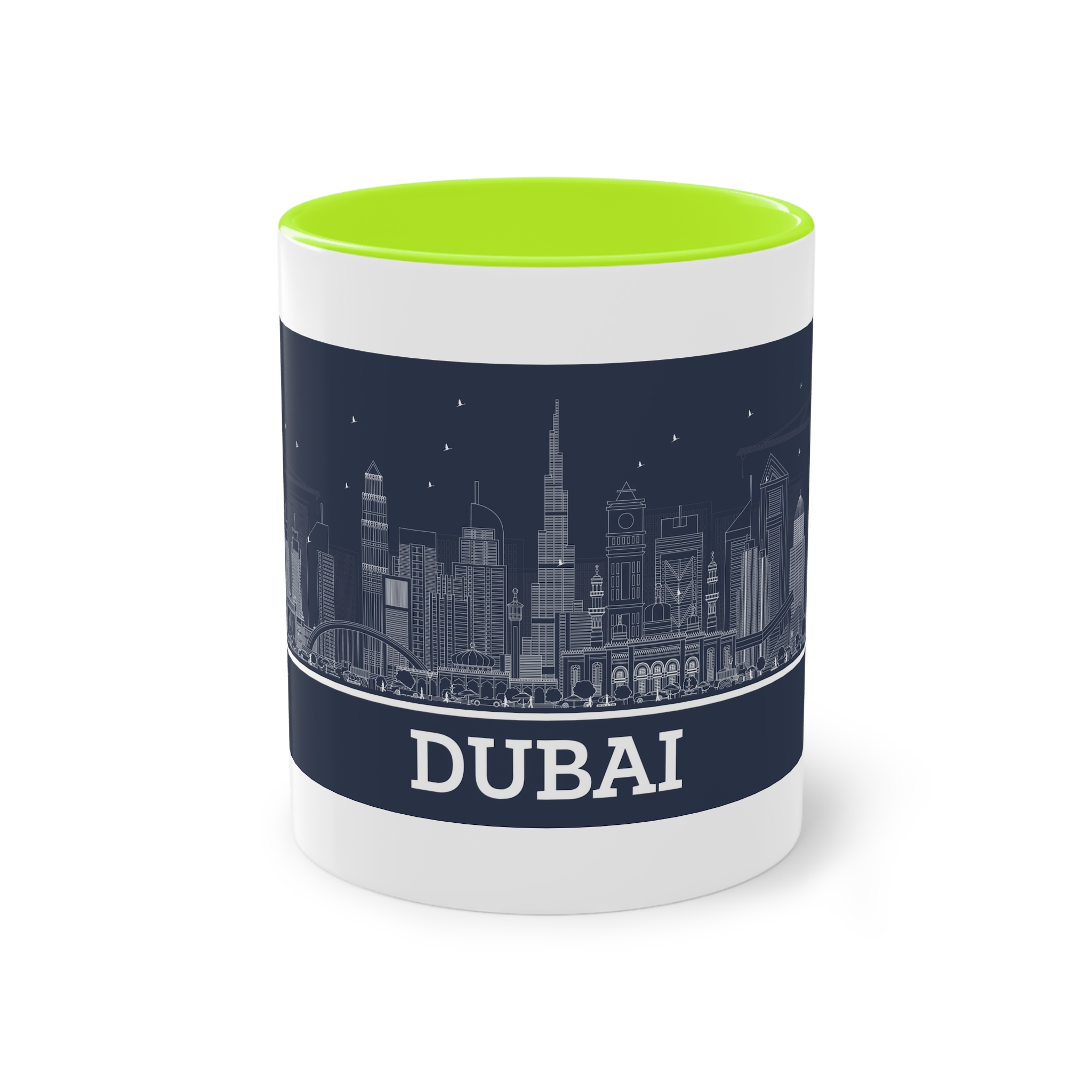Dubai New Outline Inverse Two Tone Coffee Mug 11oz - Image 25