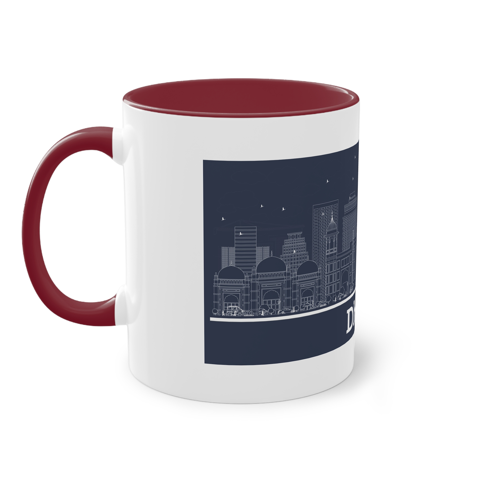 Dhaka Outline Inverse Two Tone Coffee Mug 11oz - Image 7