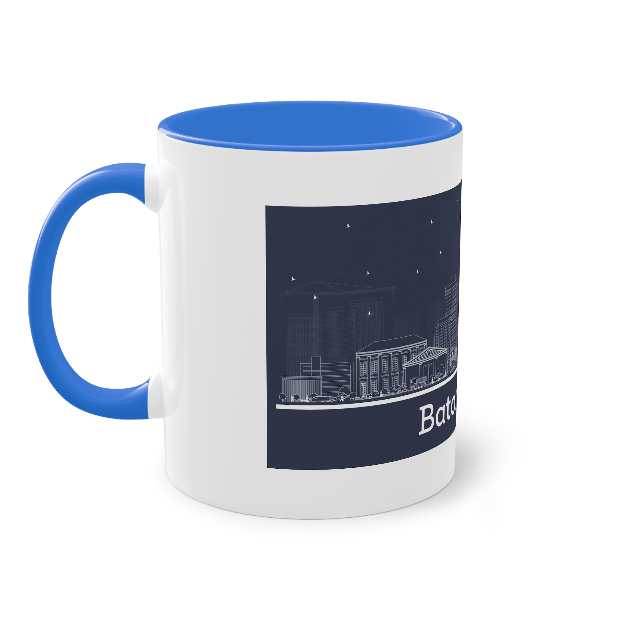 Baton Rouge Outline Inverse Two Tone Coffee Mug 11oz - Image 39