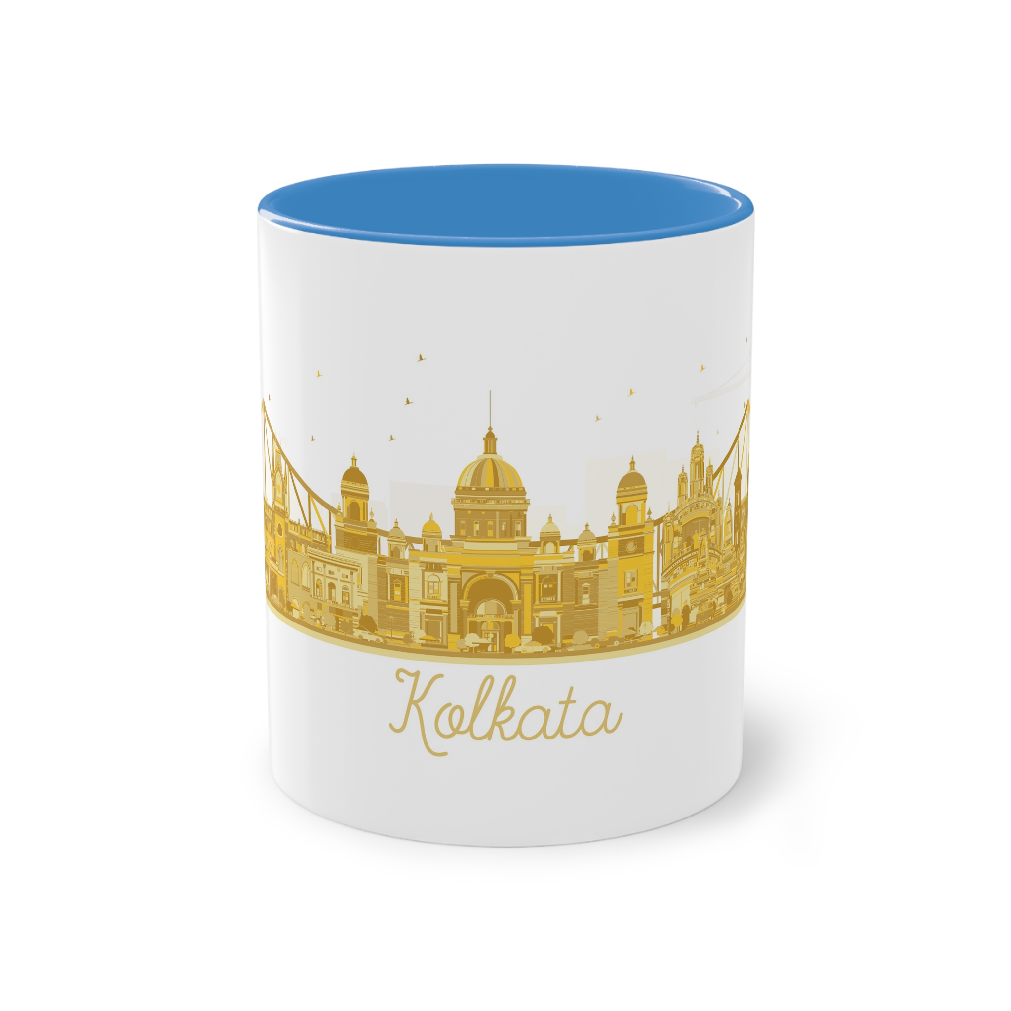 Kolkata Silhouette Golden 1 Two Tone Coffee Mug 11oz - Image 33