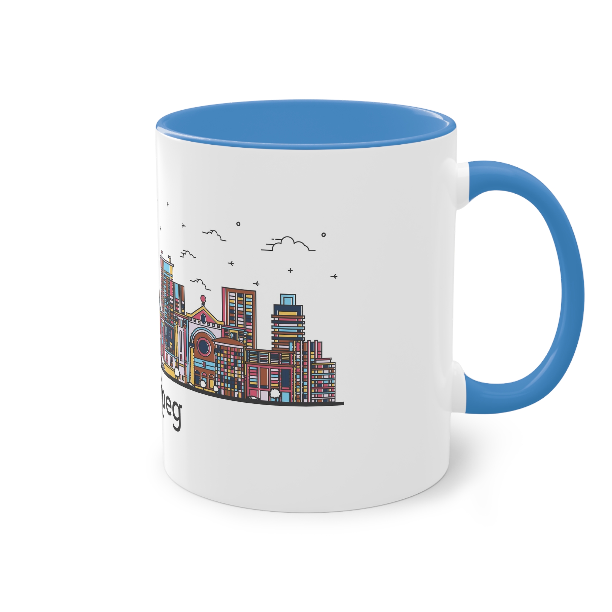 Winnipeg Outline Bold Color Two Tone Coffee Mug 11oz - Image 36