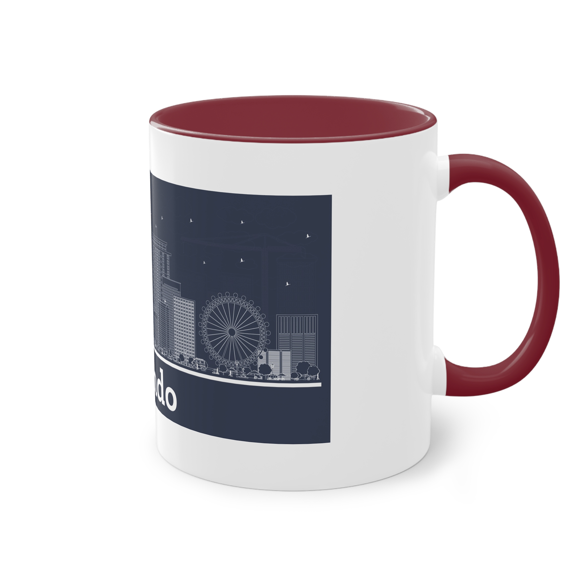 Orlando Outline Inverse Two Tone Coffee Mug 11oz - Image 8