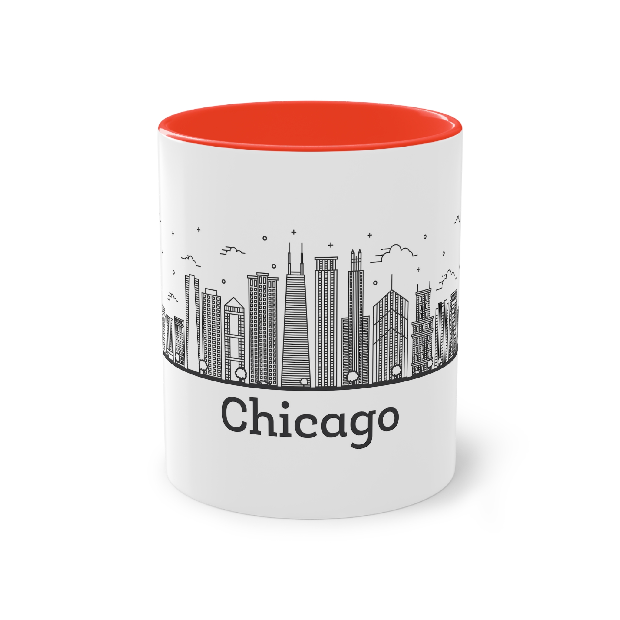 Chicago Outline Bold Two Tone Coffee Mug 11oz