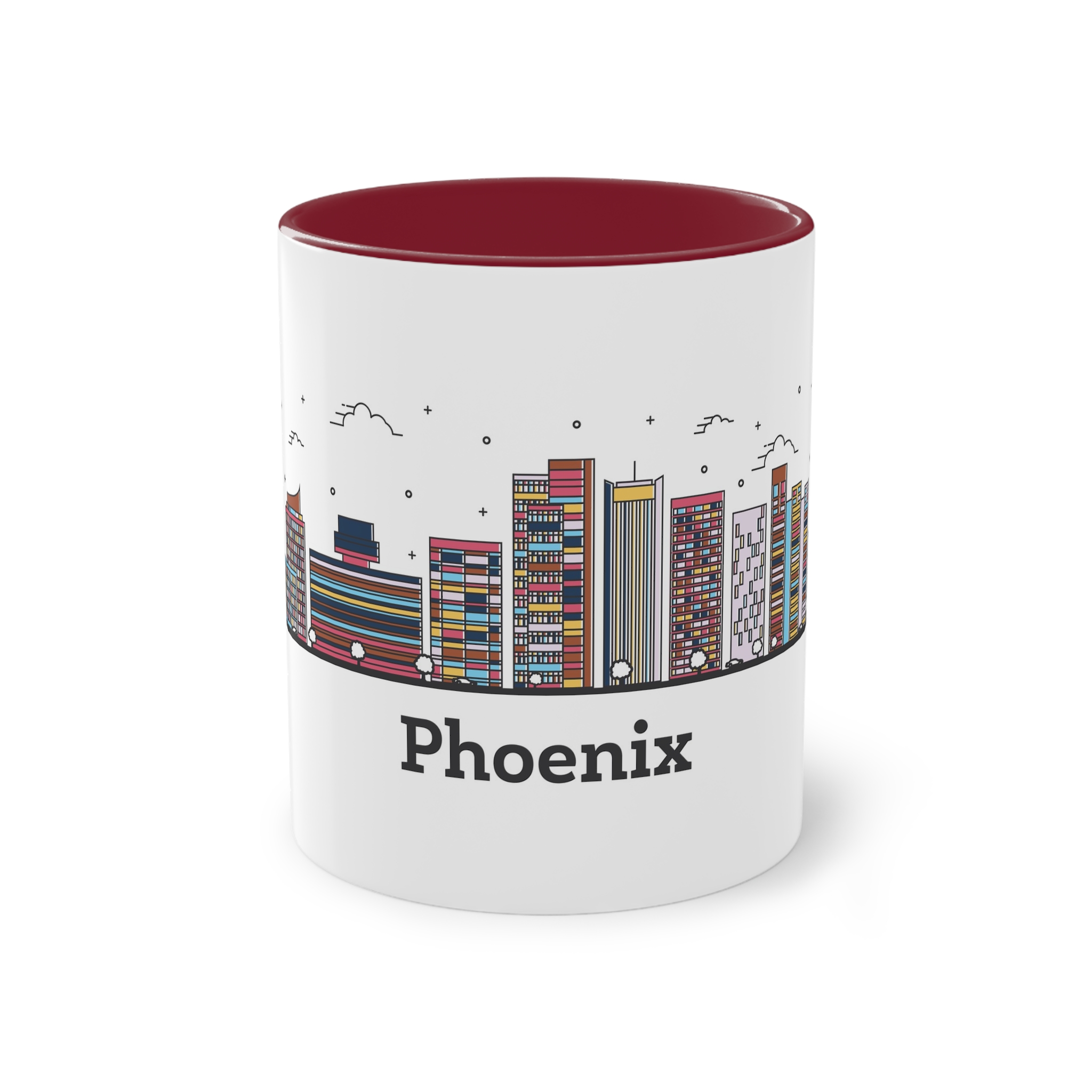 Phoenix Outline Bold Color Two Tone Coffee Mug 11oz - Image 5