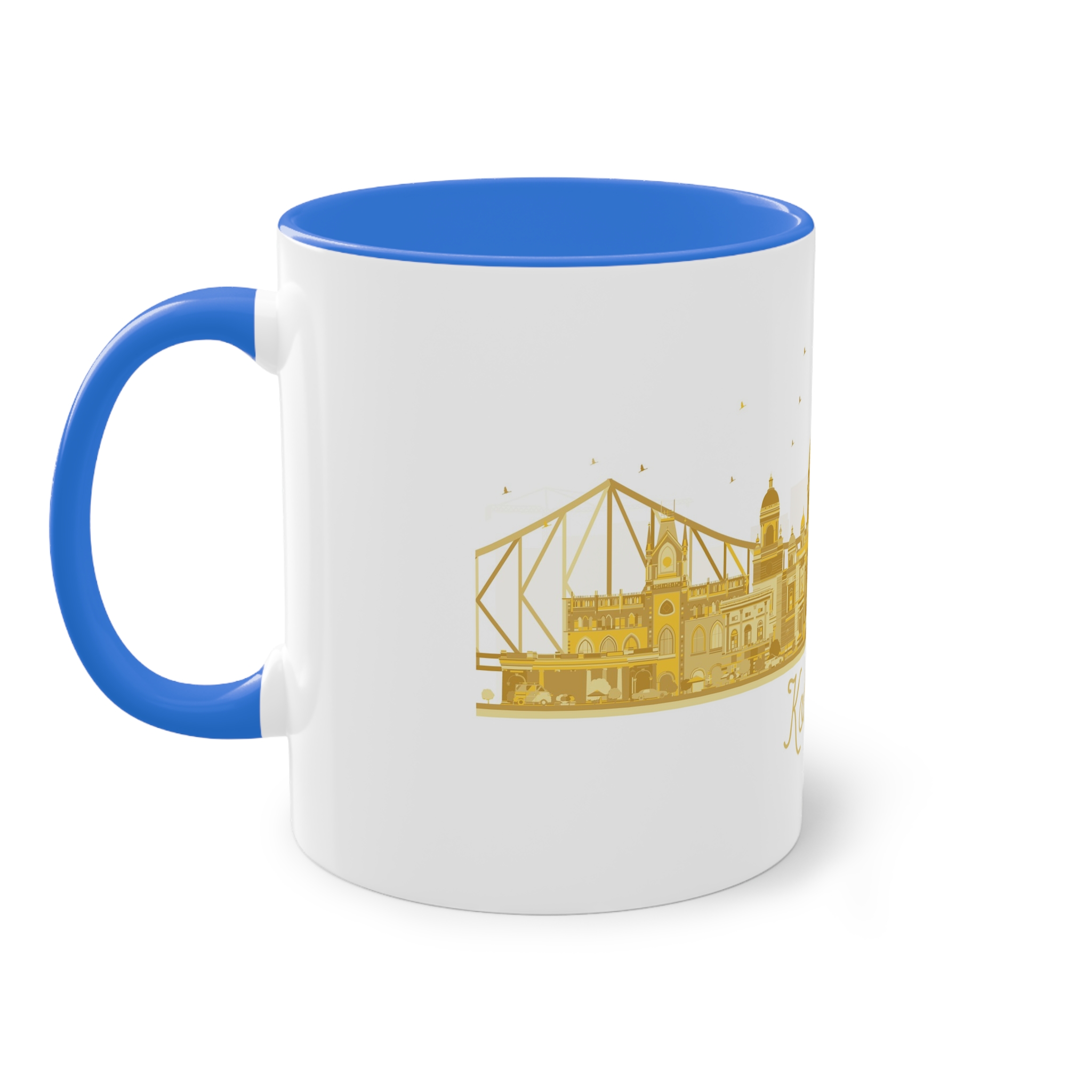 Kolkata Silhouette Golden 1 Two Tone Coffee Mug 11oz - Image 39