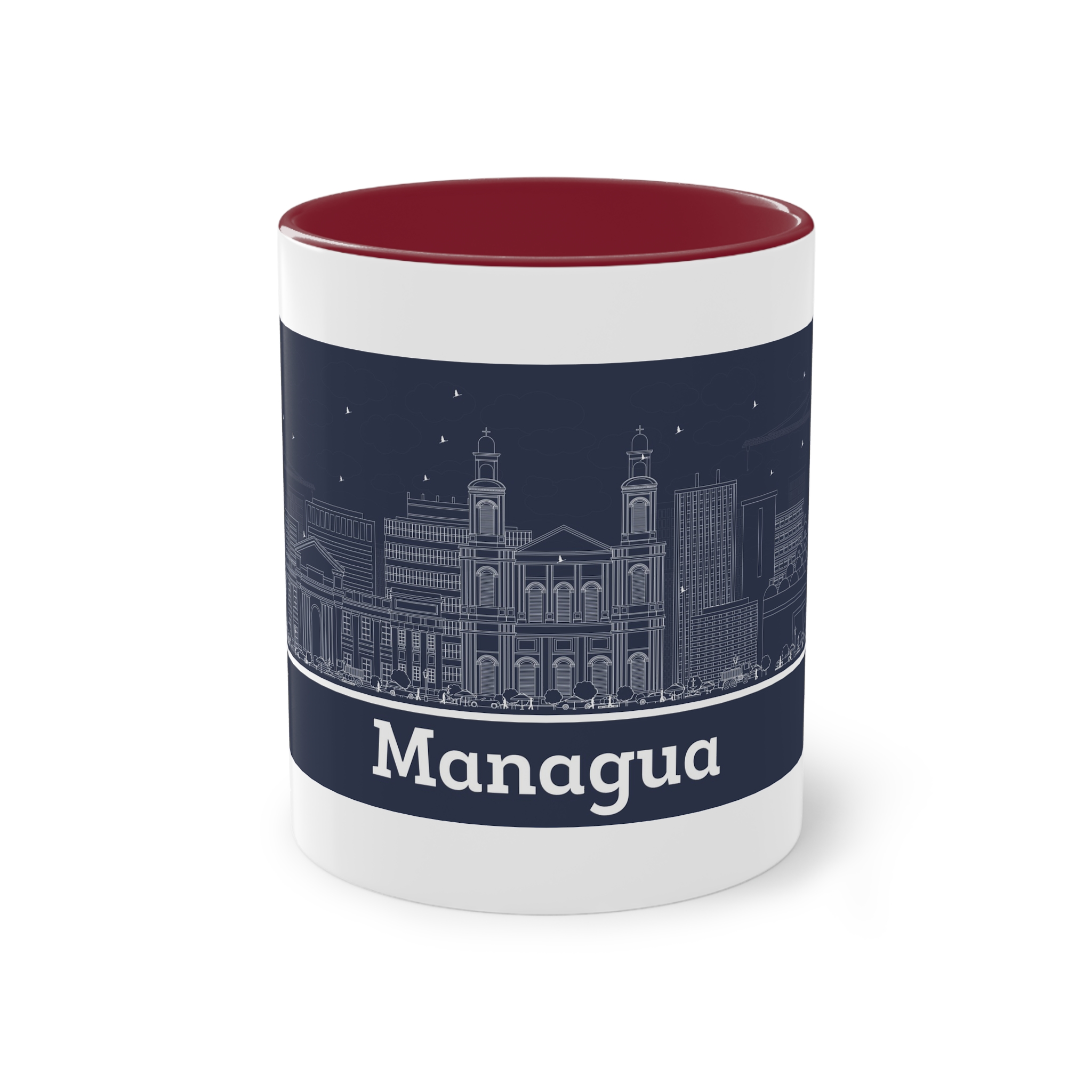 Managua Outline Inverse Two Tone Coffee Mug 11oz - Image 5