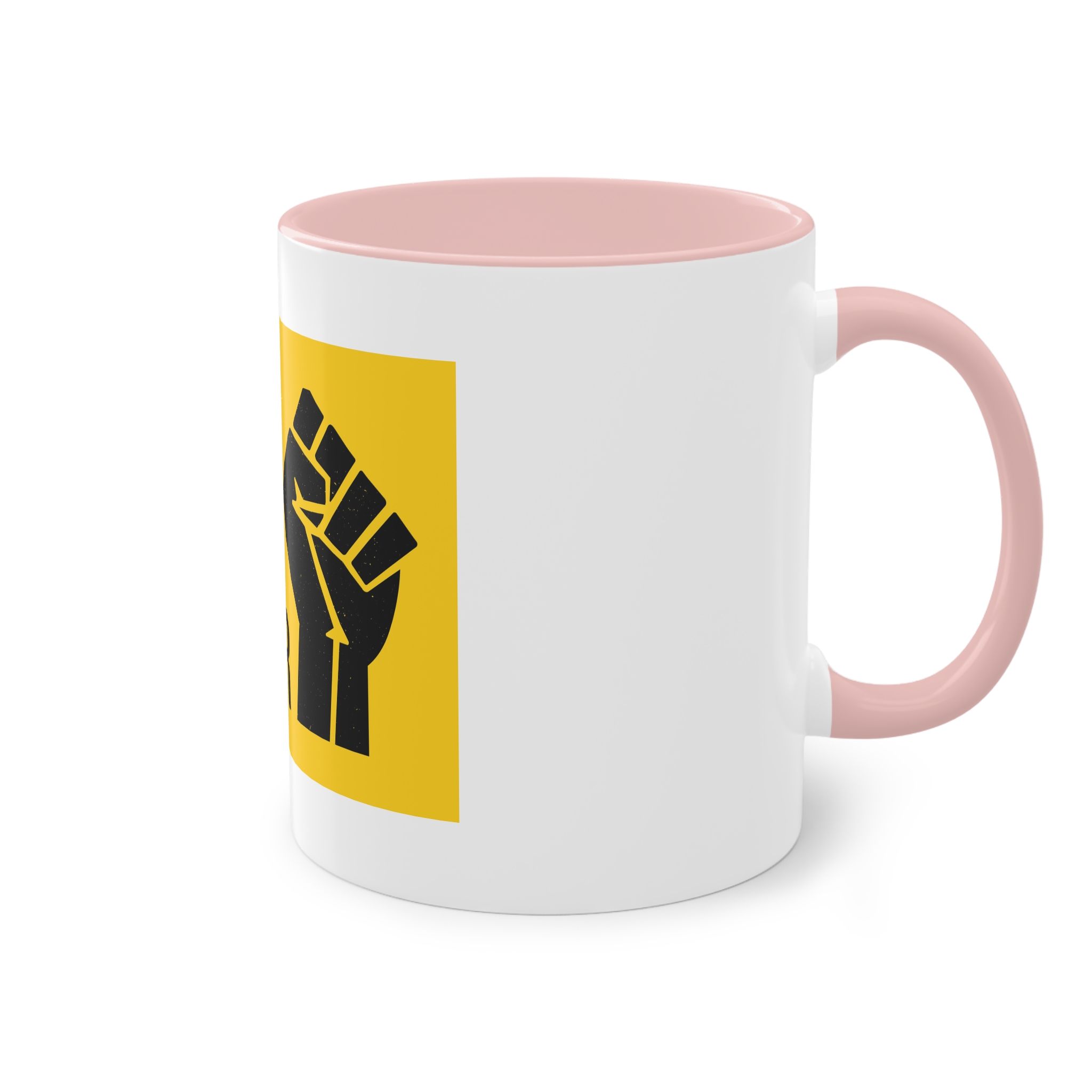 Black Lives Matter Movement Clenched Fist Text Yellow Background Slogan Protests Usa (1) Two Tone Coffee Mug 11oz - Image 48