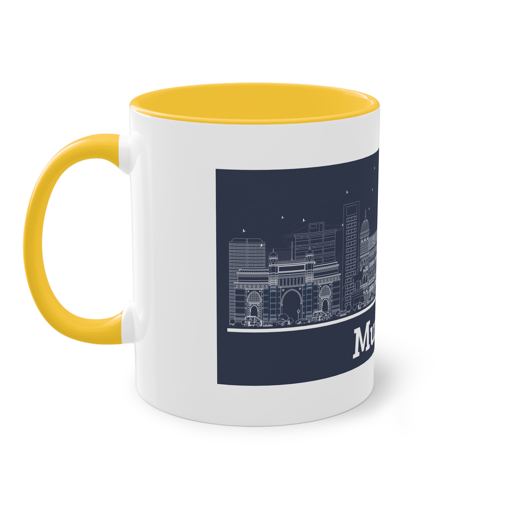 Mumbai Outline Inverse Two Tone Coffee Mug 11oz - Image 19