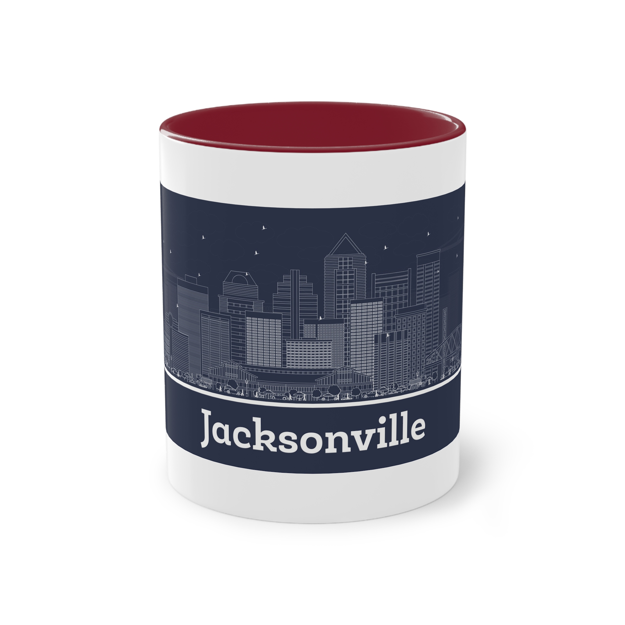 Jacksonville Outline Inverse Two Tone Coffee Mug 11oz - Image 5