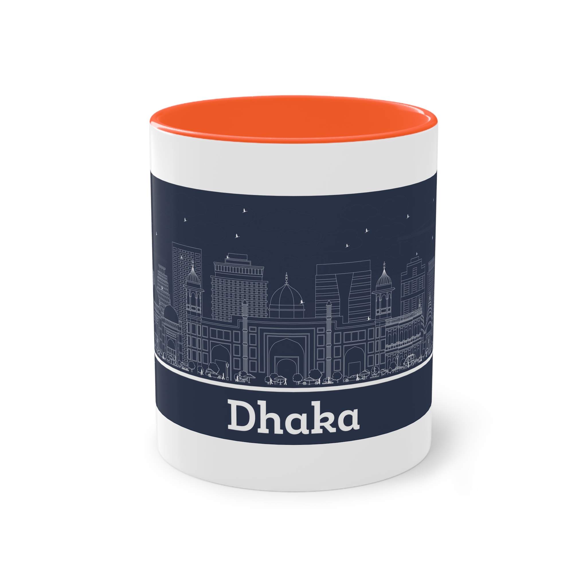 Dhaka Outline Inverse Two Tone Coffee Mug 11oz - Image 13