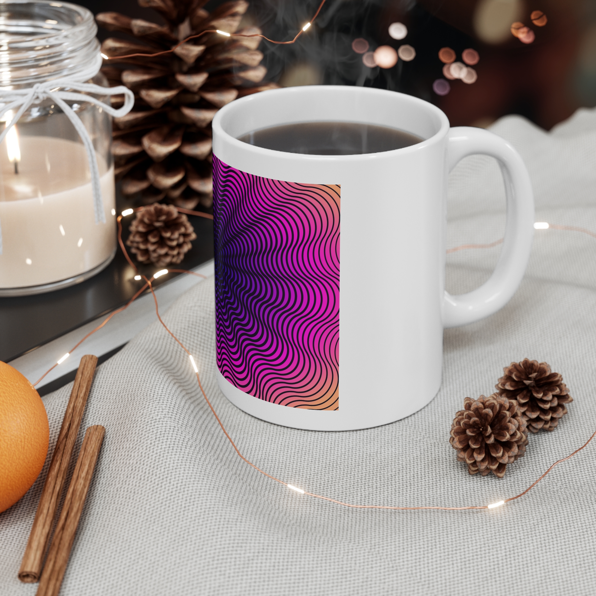 Psychedelic Optical Illusion Background 11oz White Mug - Image 4