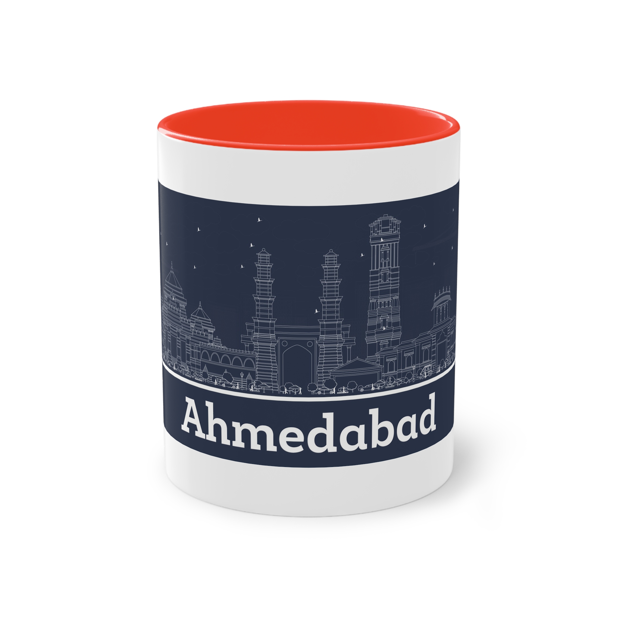 Ahmedabad Outline Inverse Two Tone Coffee Mug 11oz