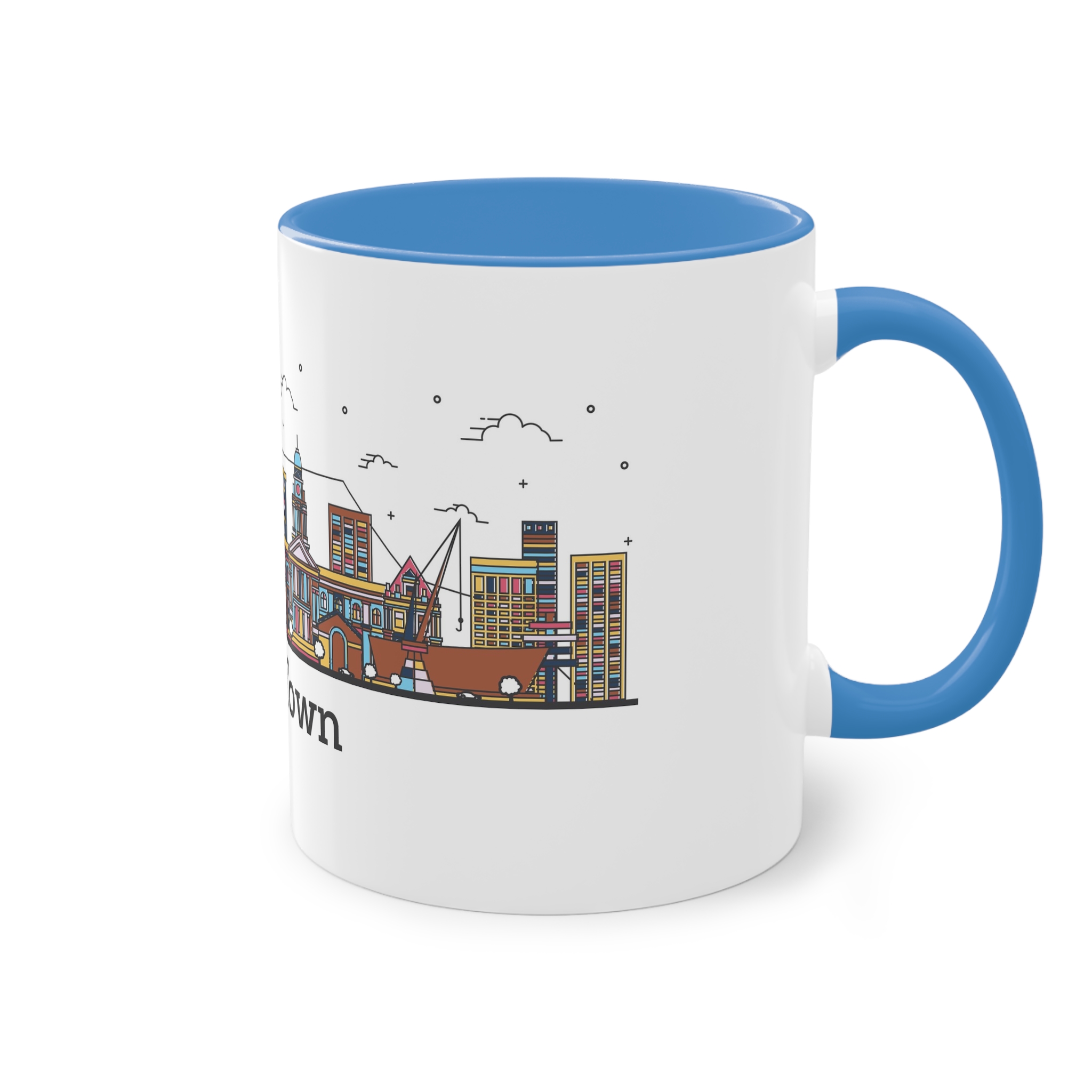 Cape Town Outline Bold Color Two Tone Coffee Mug 11oz - Image 36
