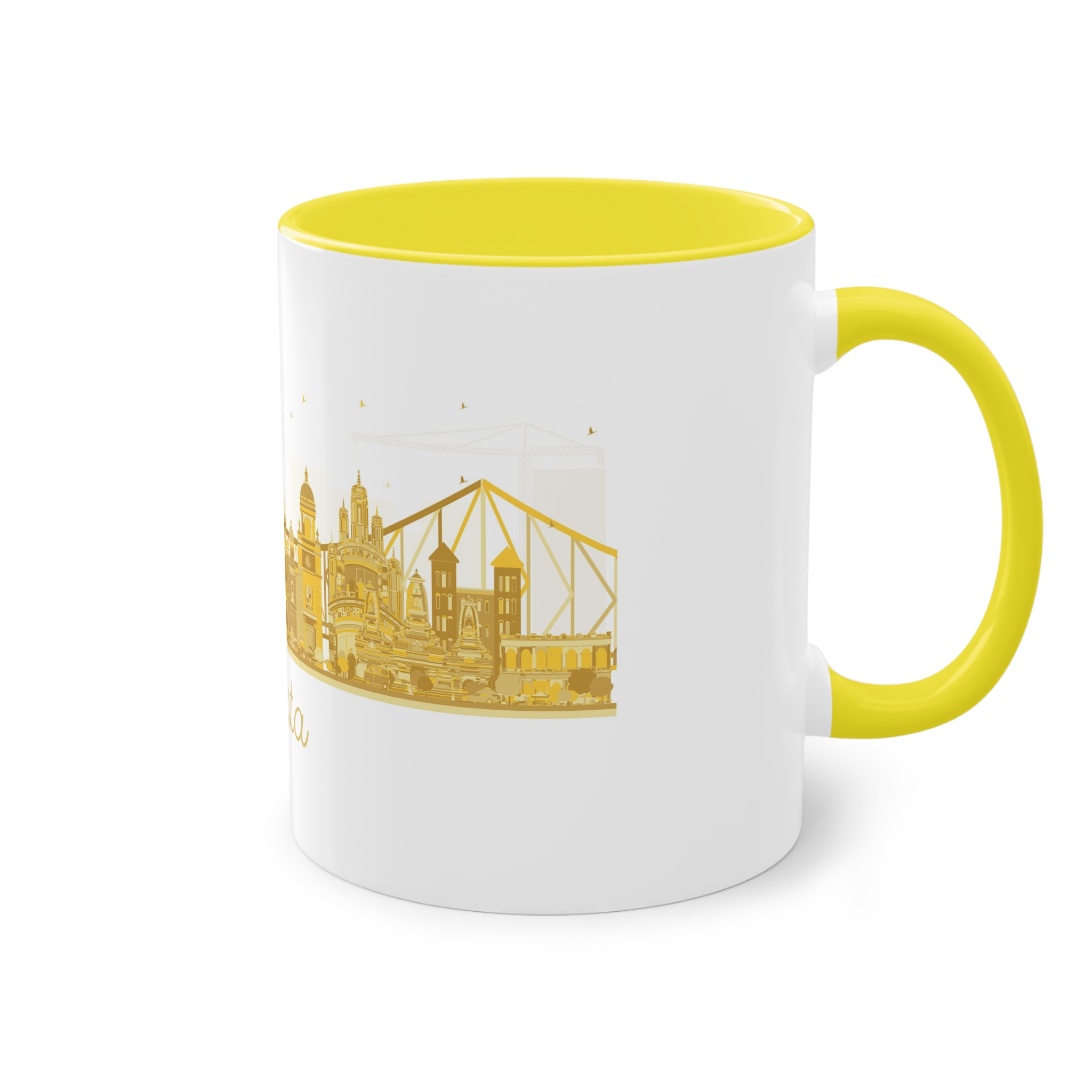 Kolkata Silhouette Golden 1 Two Tone Coffee Mug 11oz - Image 24