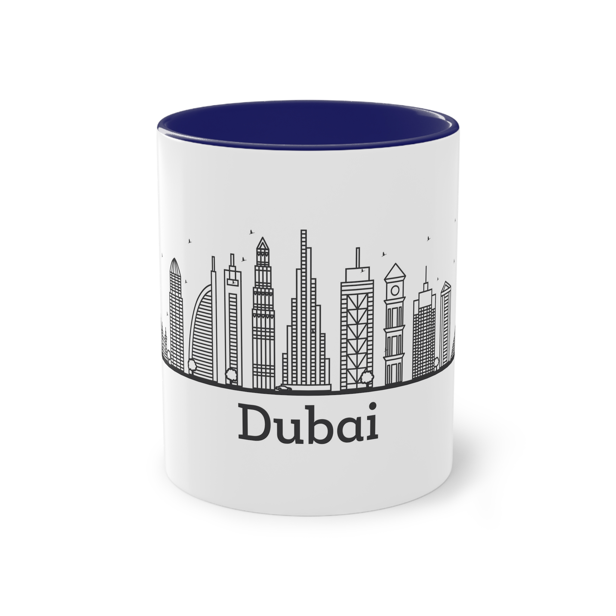 Dubai Outline Bold Two Tone Coffee Mug 11oz - Image 41