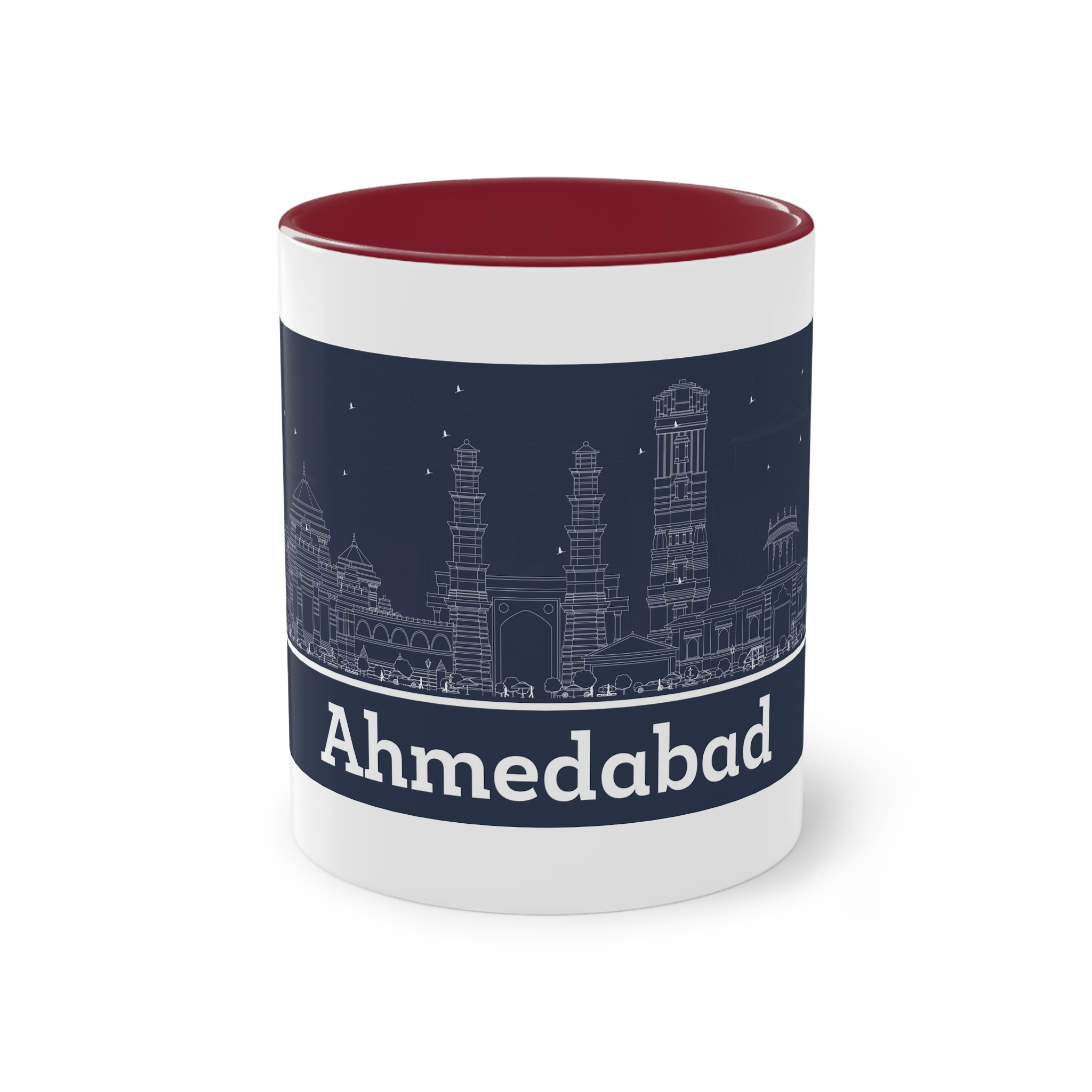 Ahmedabad Outline Inverse Two Tone Coffee Mug 11oz - Image 5