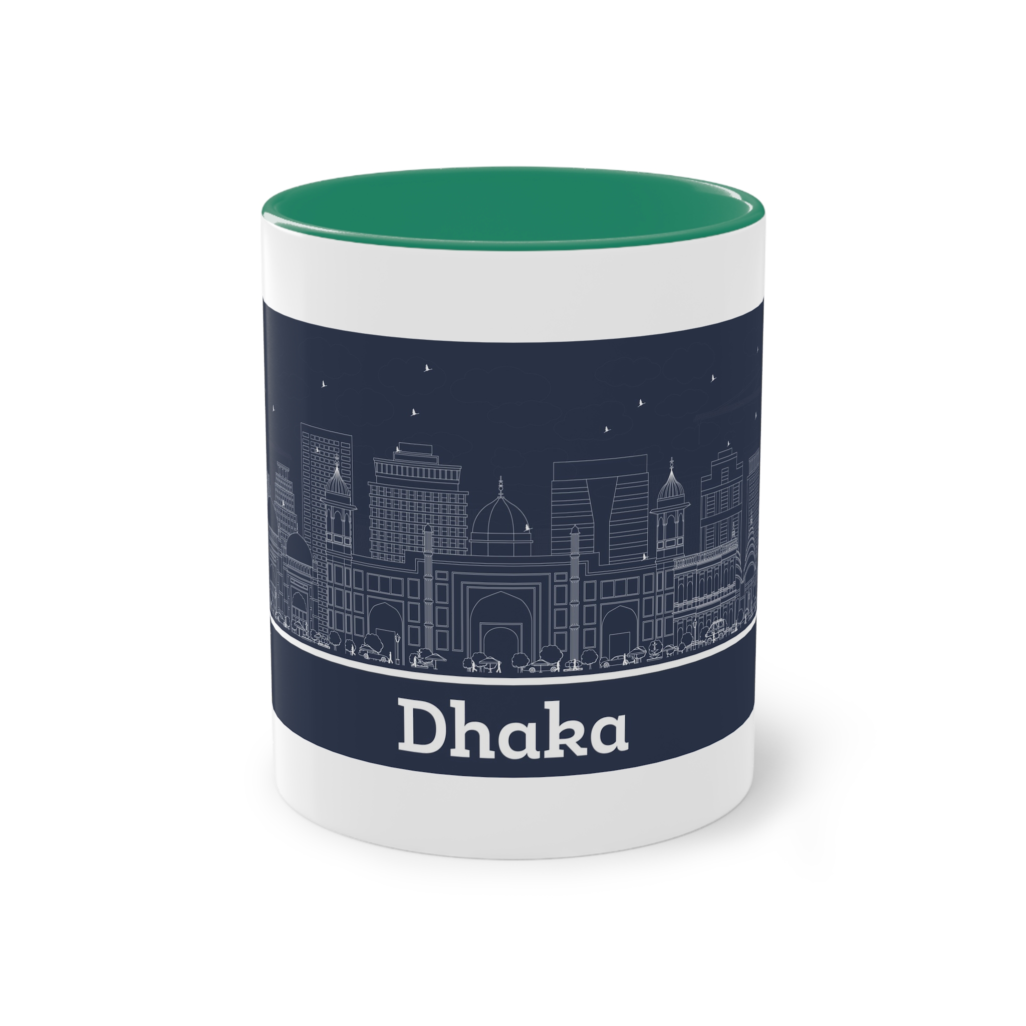 Dhaka Outline Inverse Two Tone Coffee Mug 11oz - Image 29