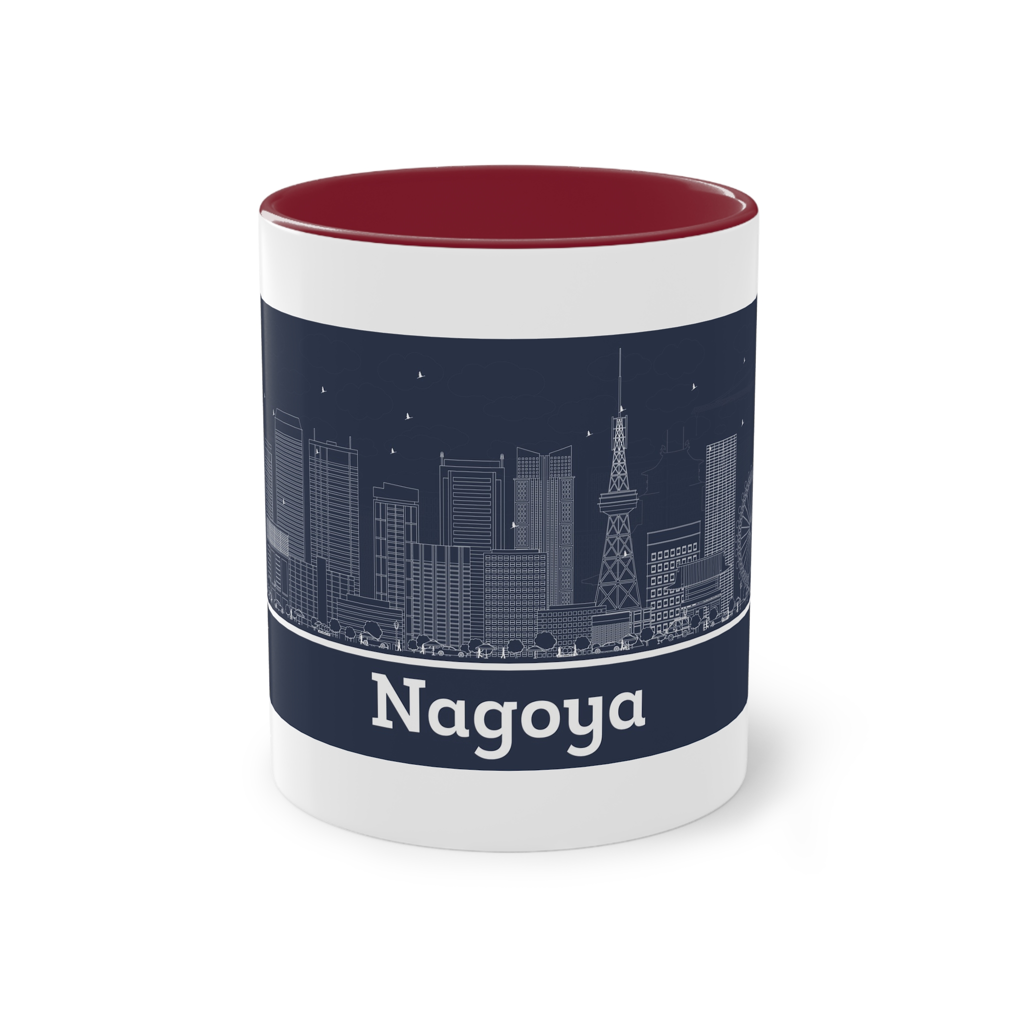 Nagoya Outline Inverse Two Tone Coffee Mug 11oz - Image 5