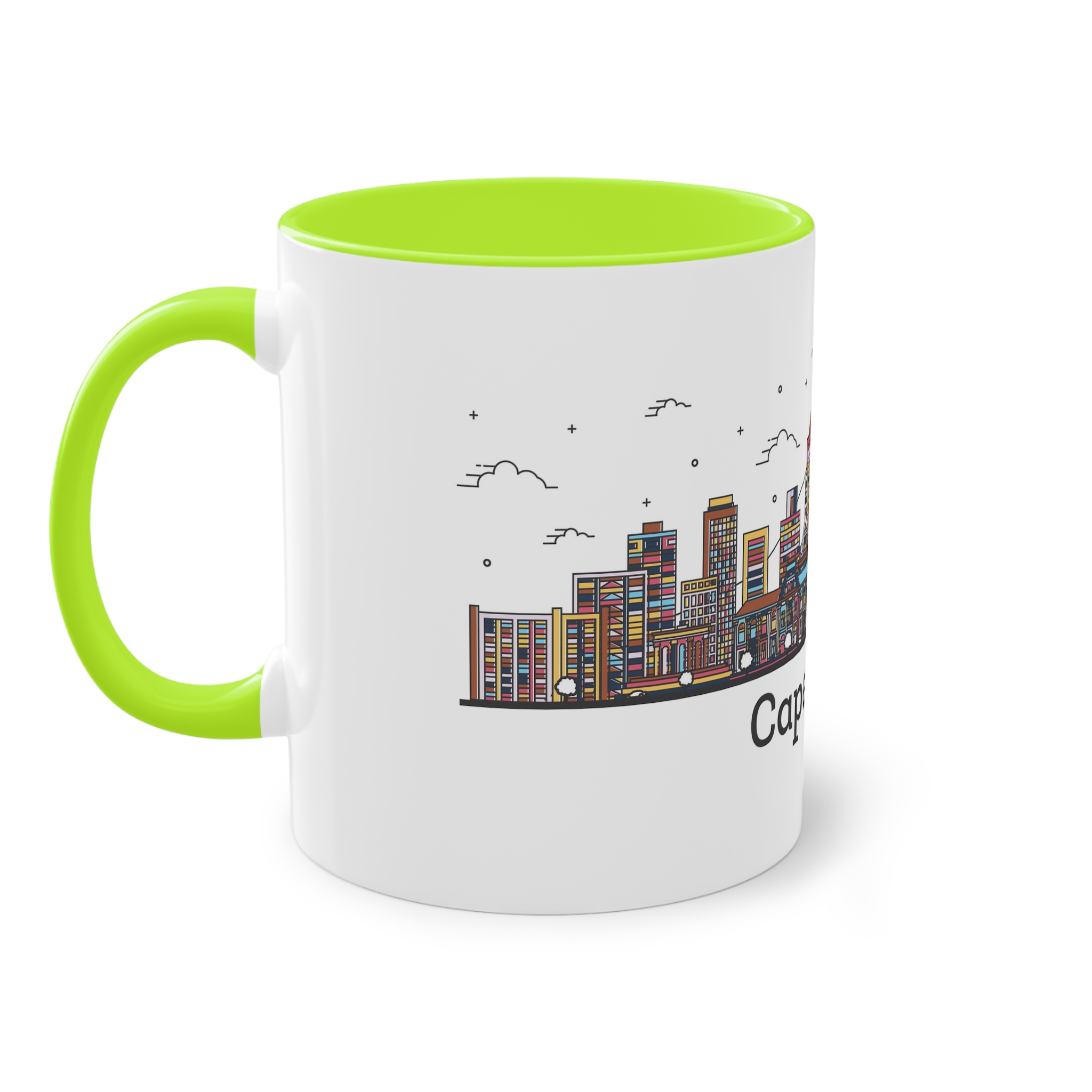 Cape Town Outline Bold Color Two Tone Coffee Mug 11oz - Image 27