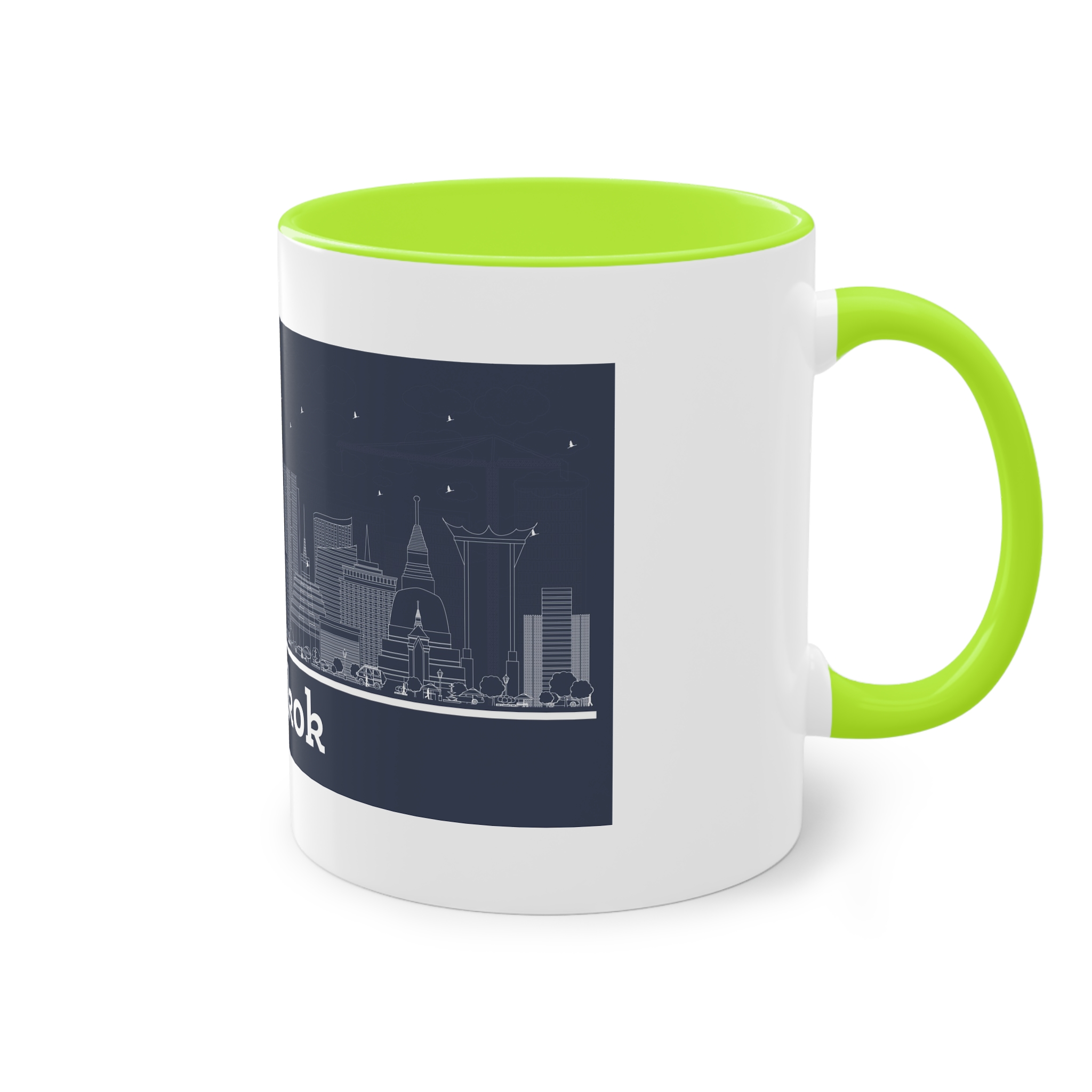 Bangkok Outline Inverse Two Tone Coffee Mug 11oz - Image 28