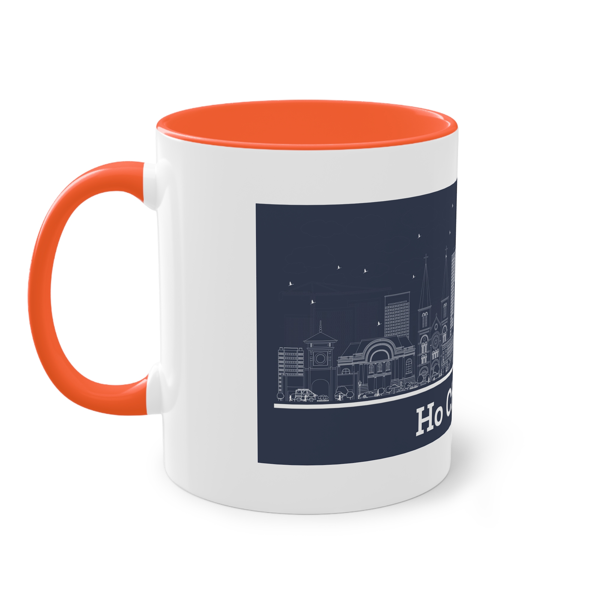 Ho Chi Minh Outline Inverse Two Tone Coffee Mug 11oz - Image 15
