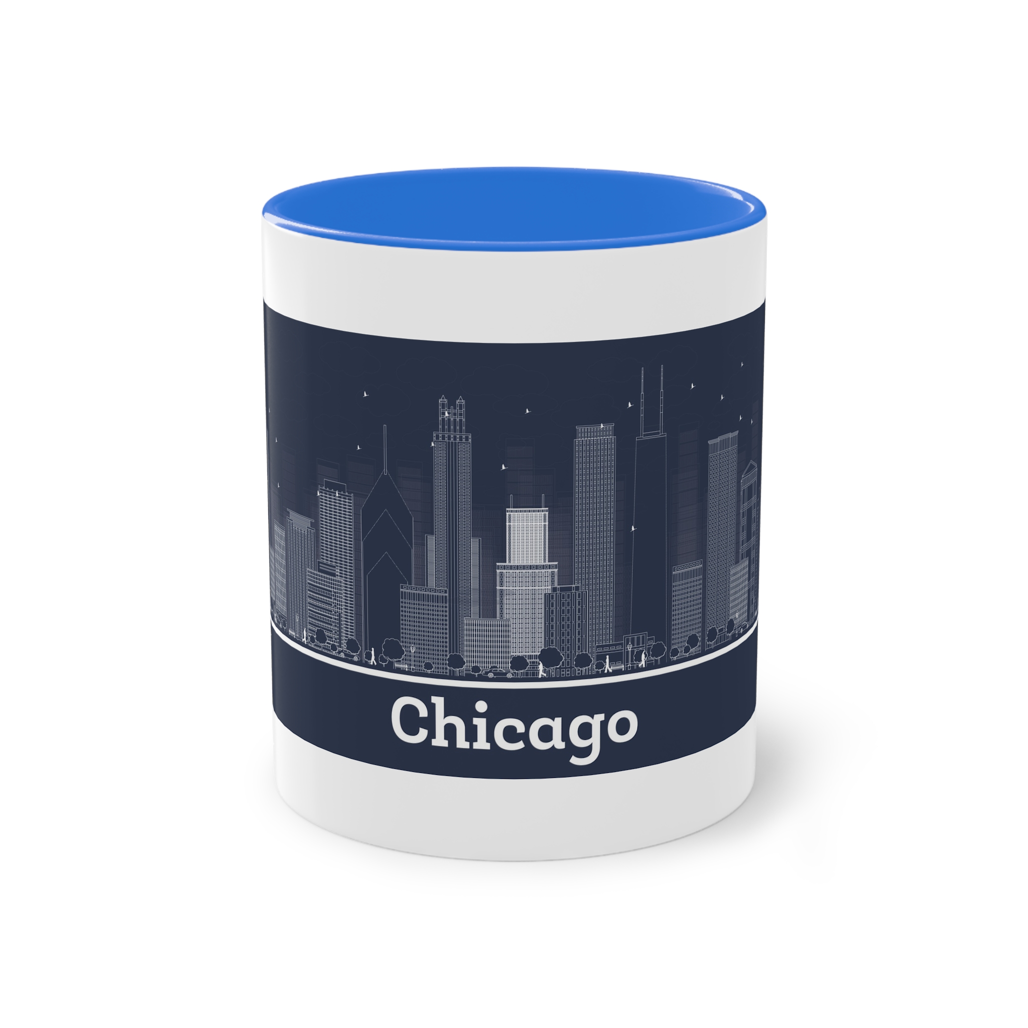 Chicago Outline Inverse Two Tone Coffee Mug 11oz - Image 37