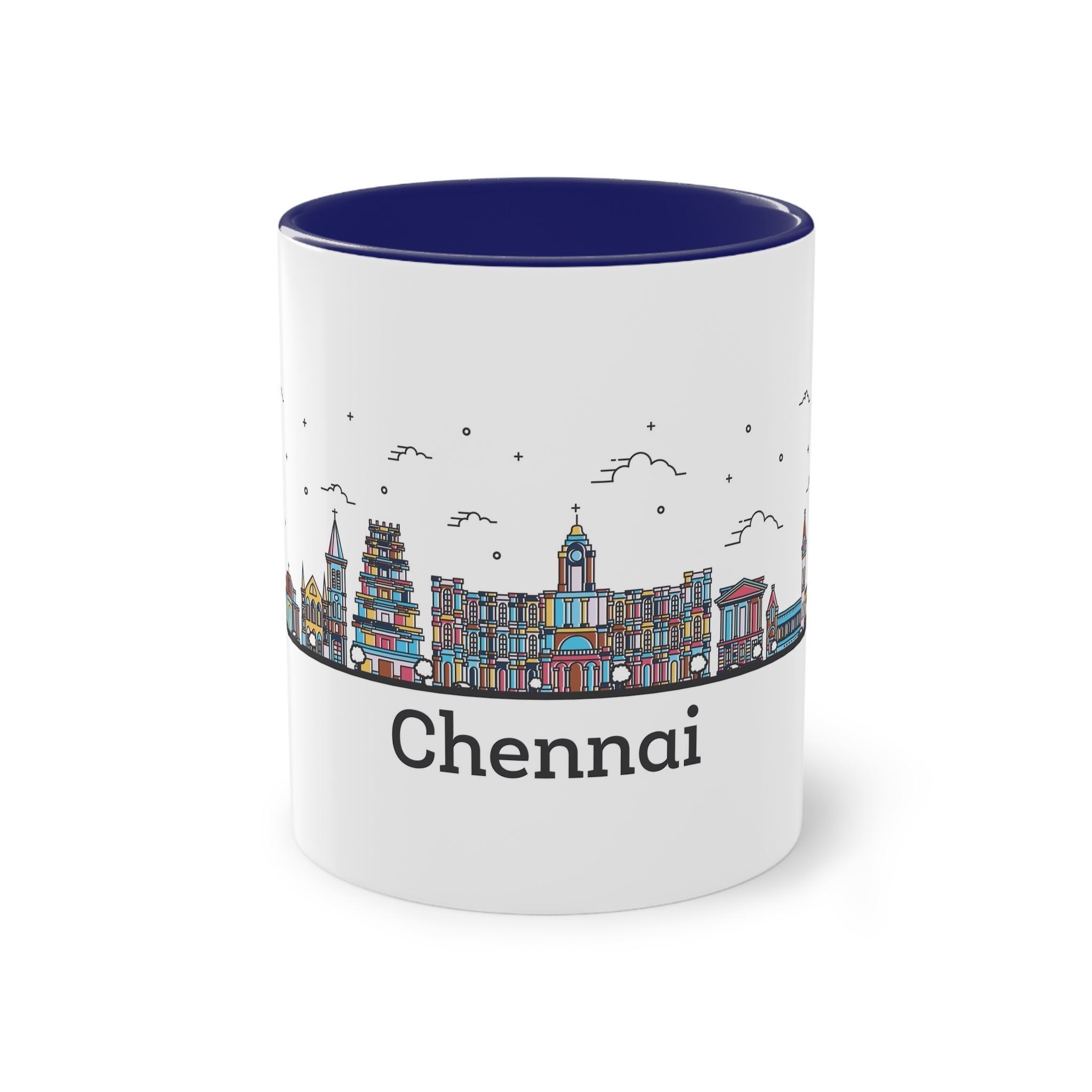 Chennai Outline Bold Color Two Tone Coffee Mug 11oz - Image 41