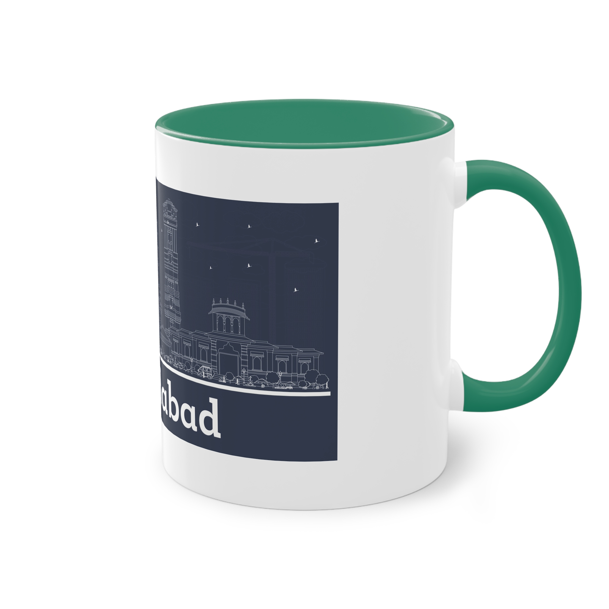Ahmedabad Outline Inverse Two Tone Coffee Mug 11oz - Image 32