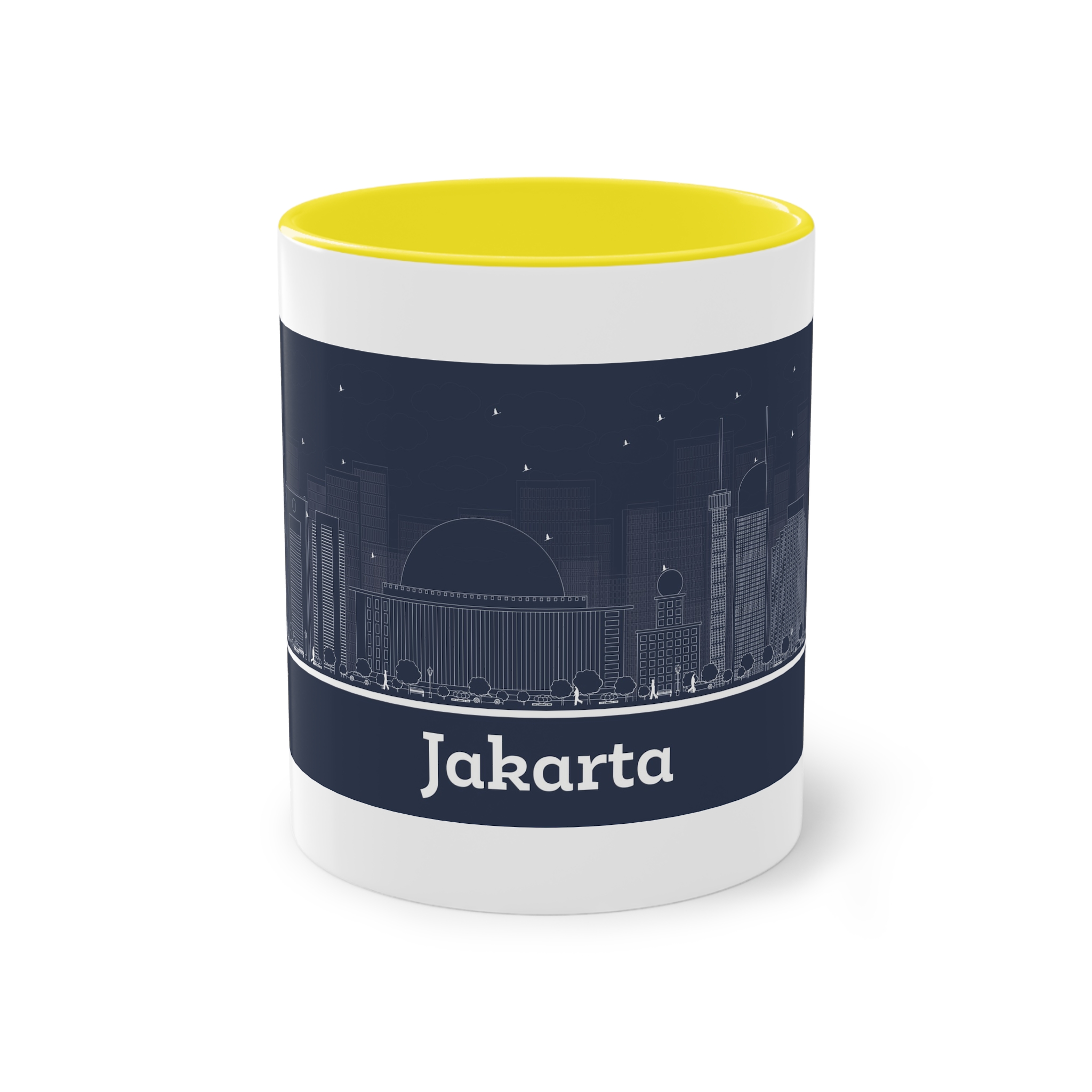Jakarta Outline Inverse Two Tone Coffee Mug 11oz - Image 21