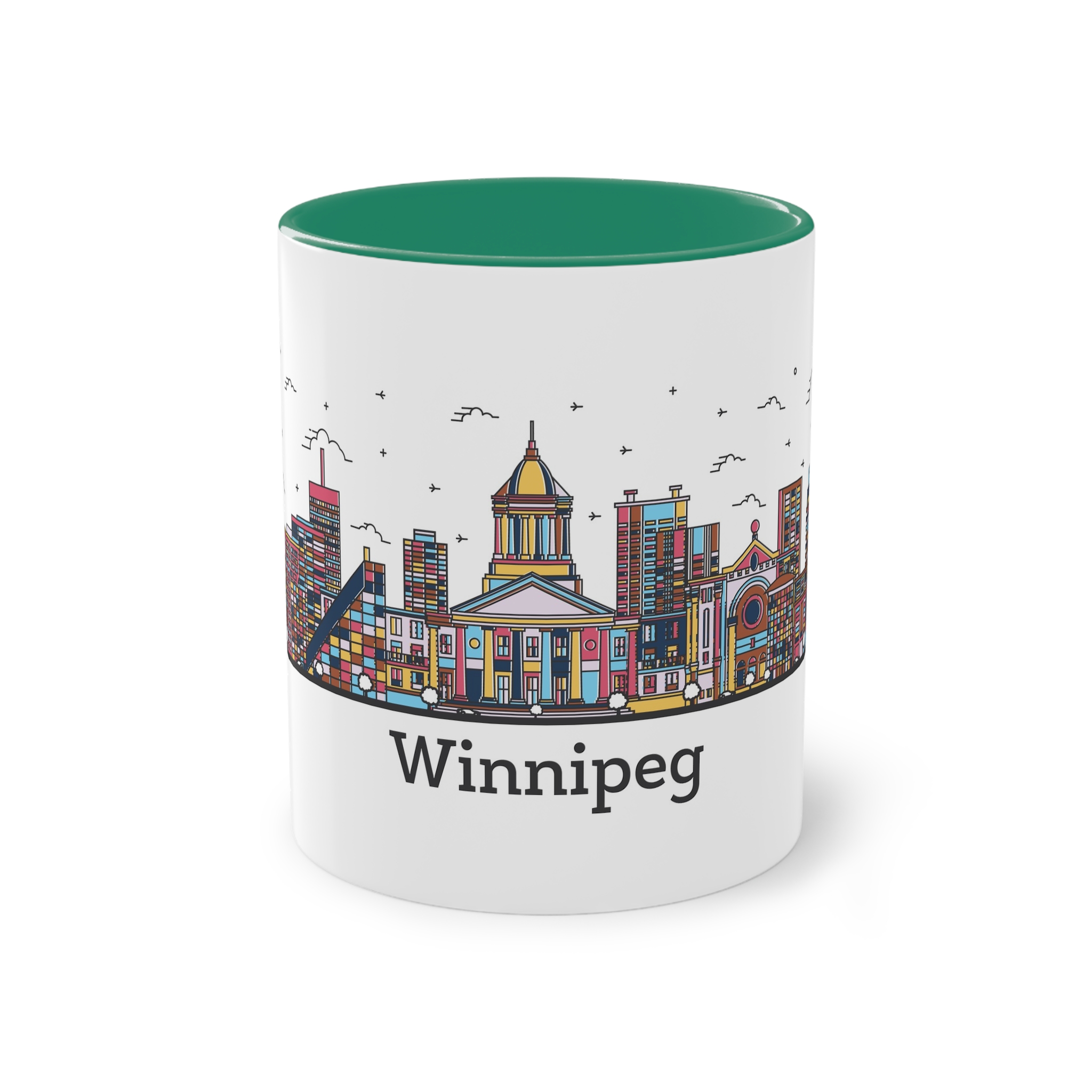 Winnipeg Outline Bold Color Two Tone Coffee Mug 11oz - Image 29