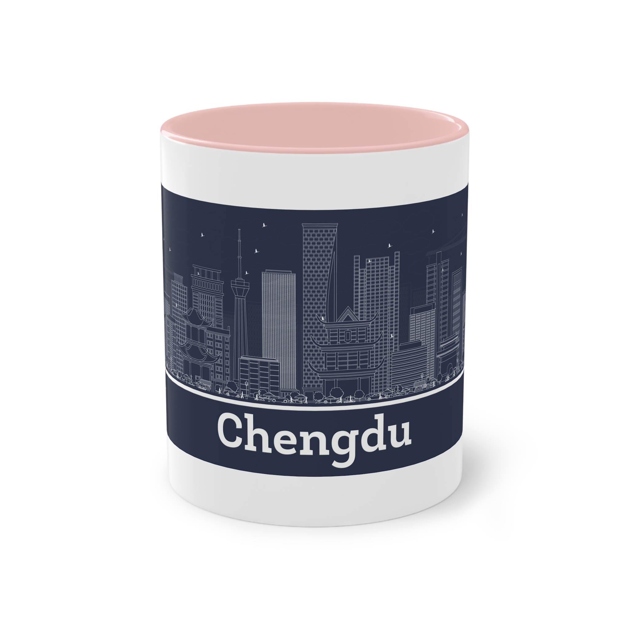 Chengdu Outline Inverse Two Tone Coffee Mug 11oz - Image 45