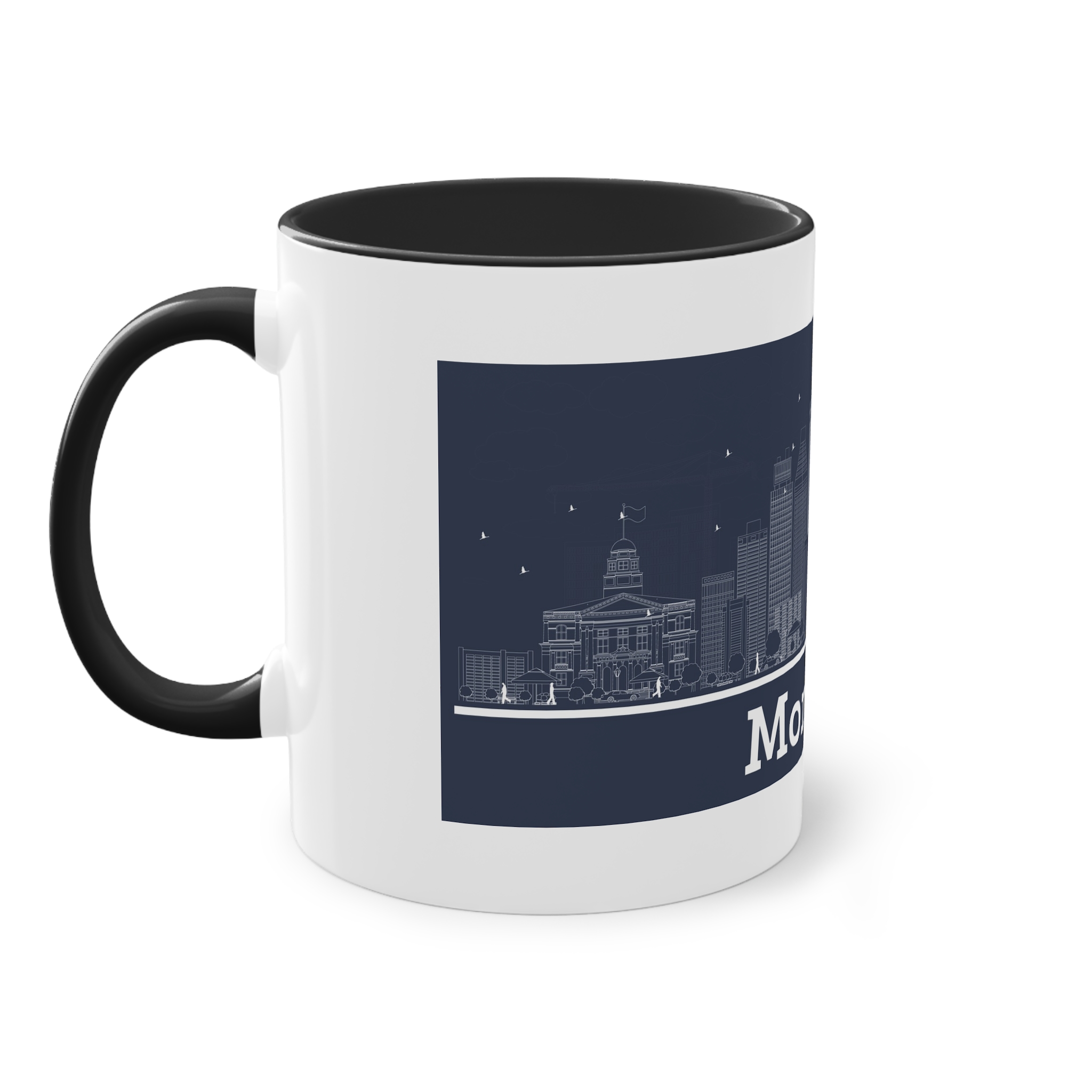Montreal Outline Inverse Two Tone Coffee Mug 11oz - Image 11