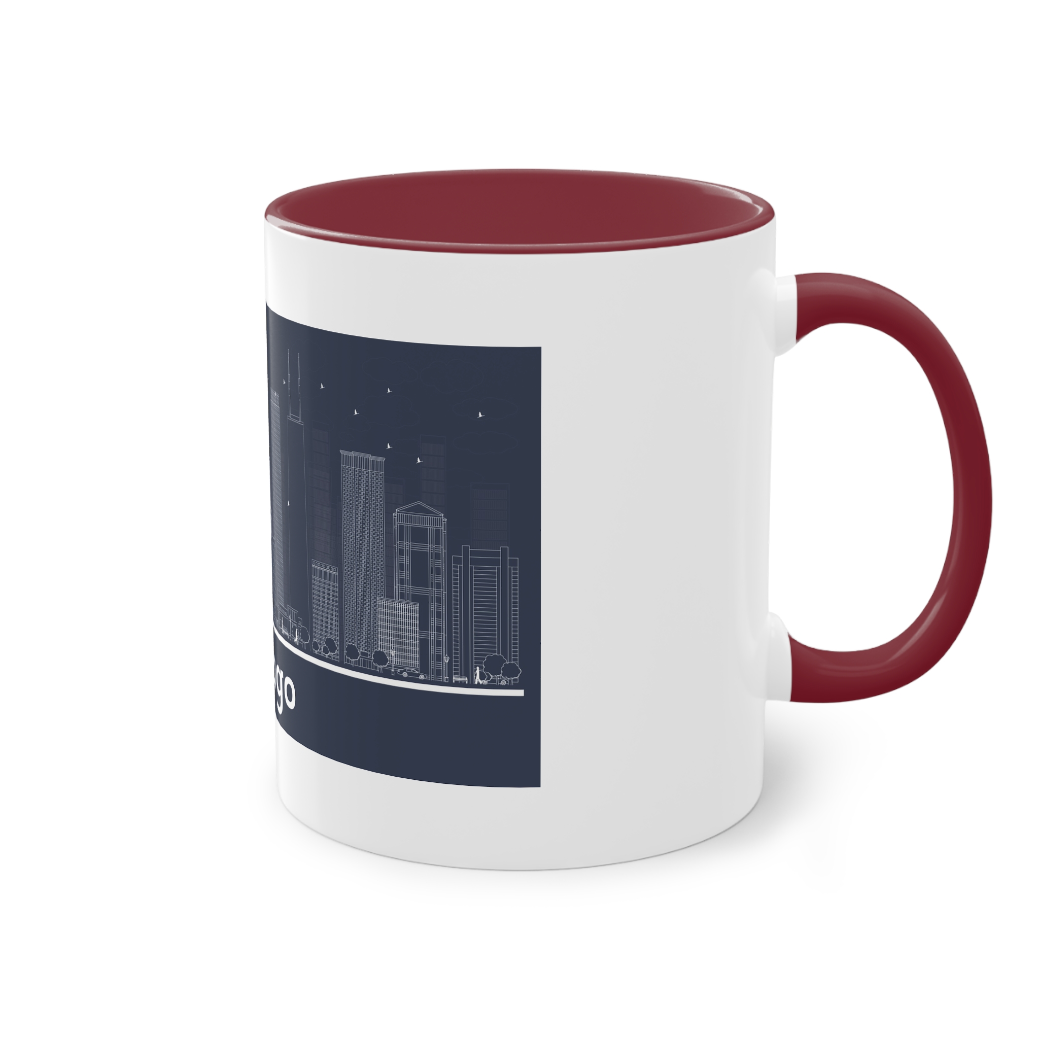 Chicago Outline Inverse Two Tone Coffee Mug 11oz - Image 8