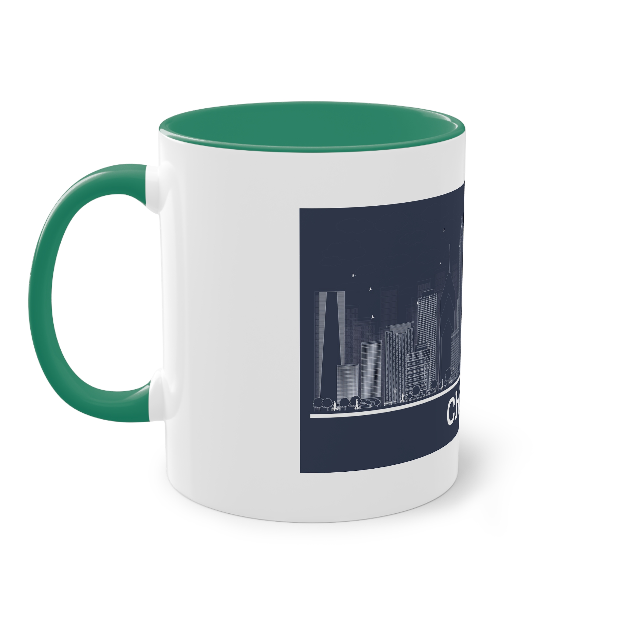 Chicago Outline Inverse Two Tone Coffee Mug 11oz - Image 31
