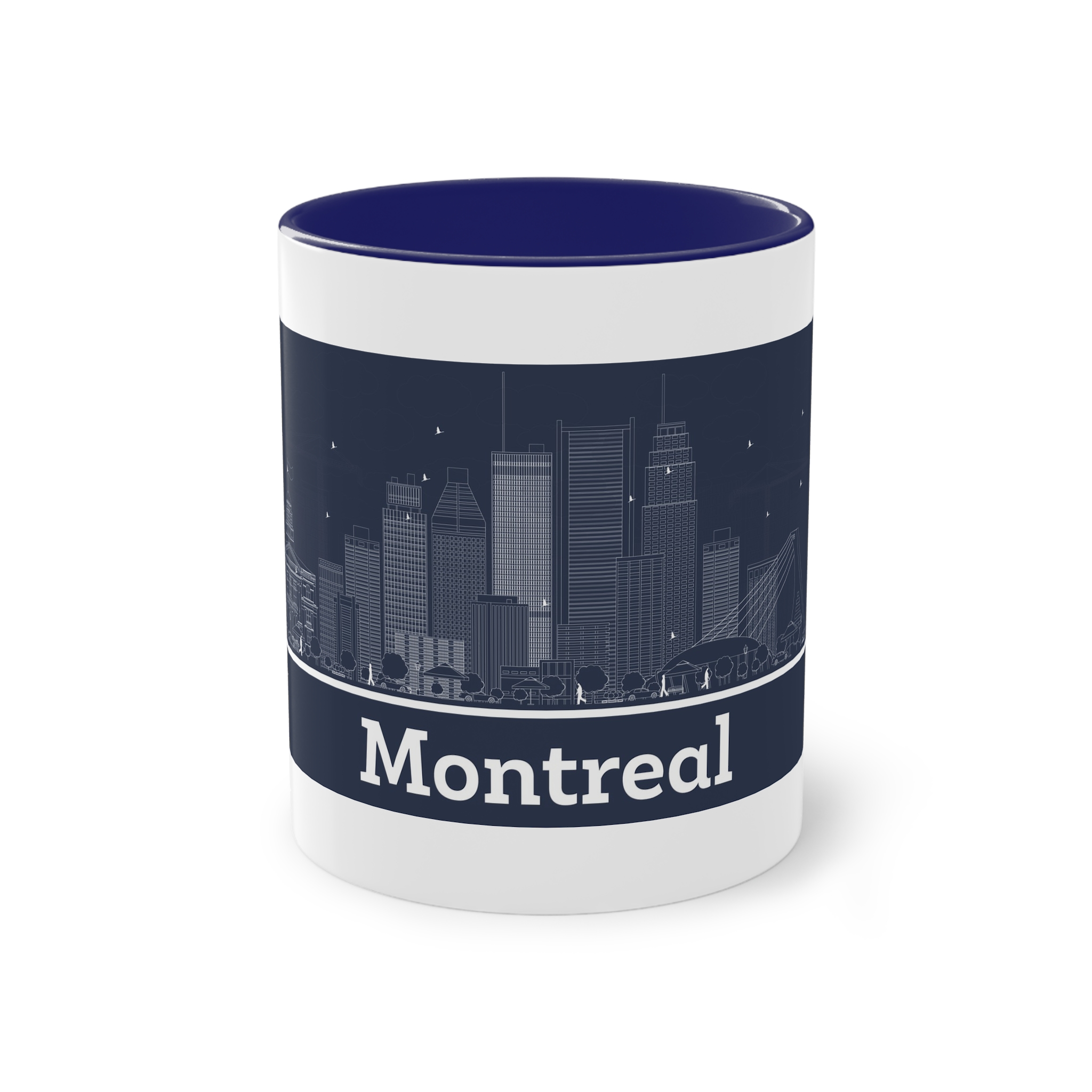 Montreal Outline Inverse Two Tone Coffee Mug 11oz - Image 41