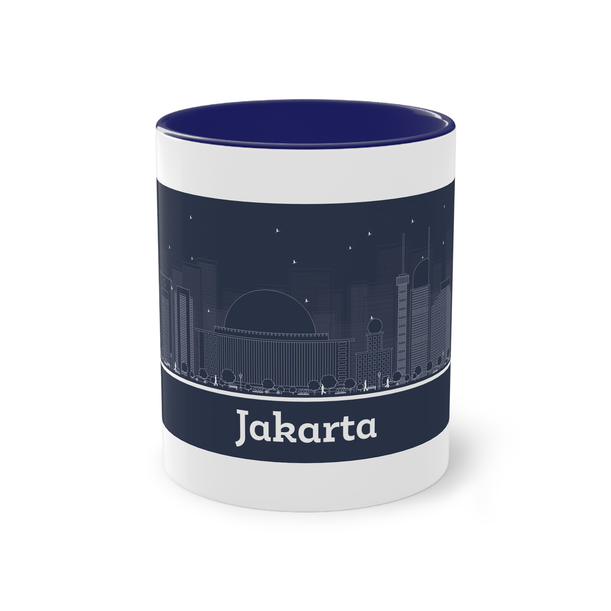 Jakarta Outline Inverse Two Tone Coffee Mug 11oz - Image 41