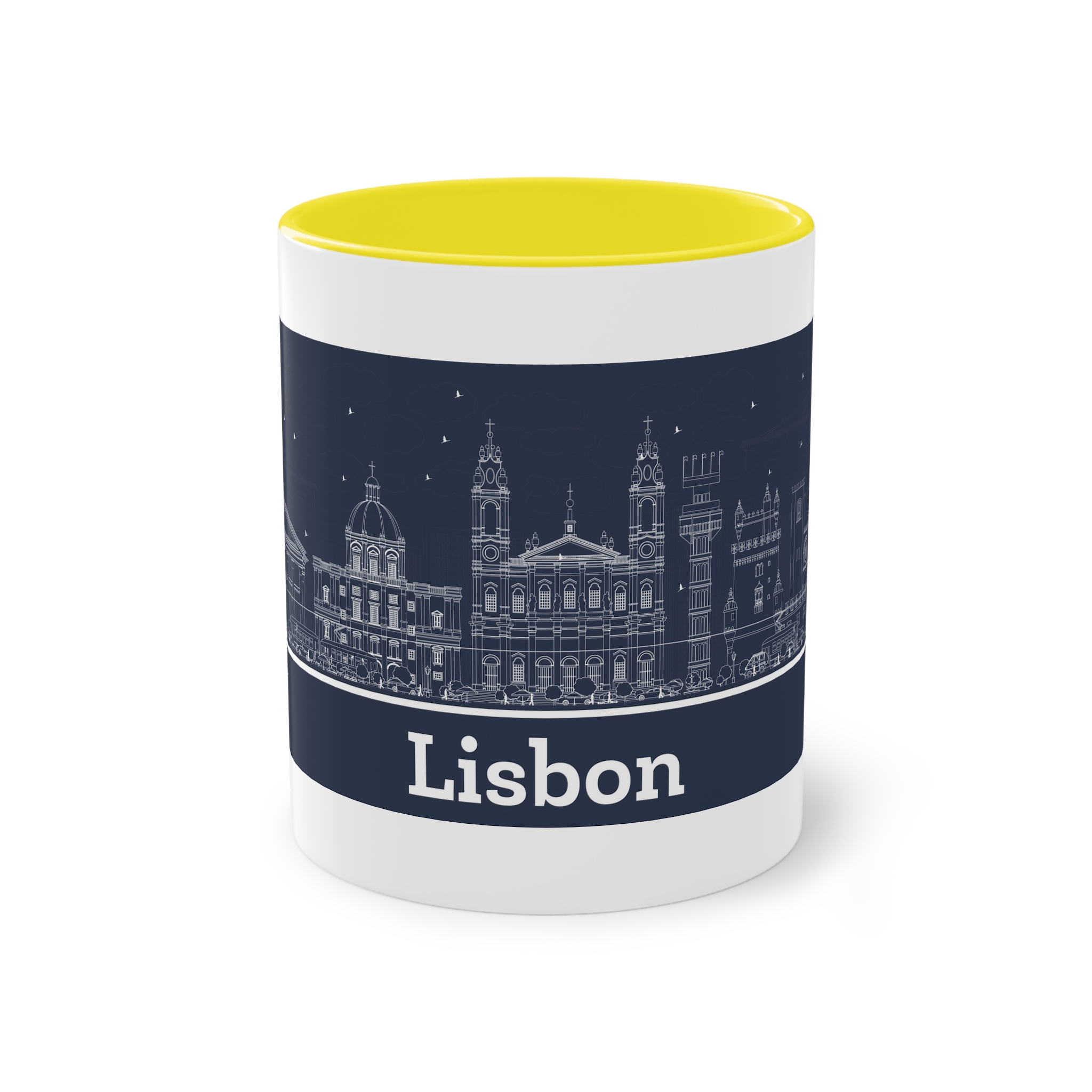 Lisbon New Outline Inverse Two Tone Coffee Mug 11oz - Image 21
