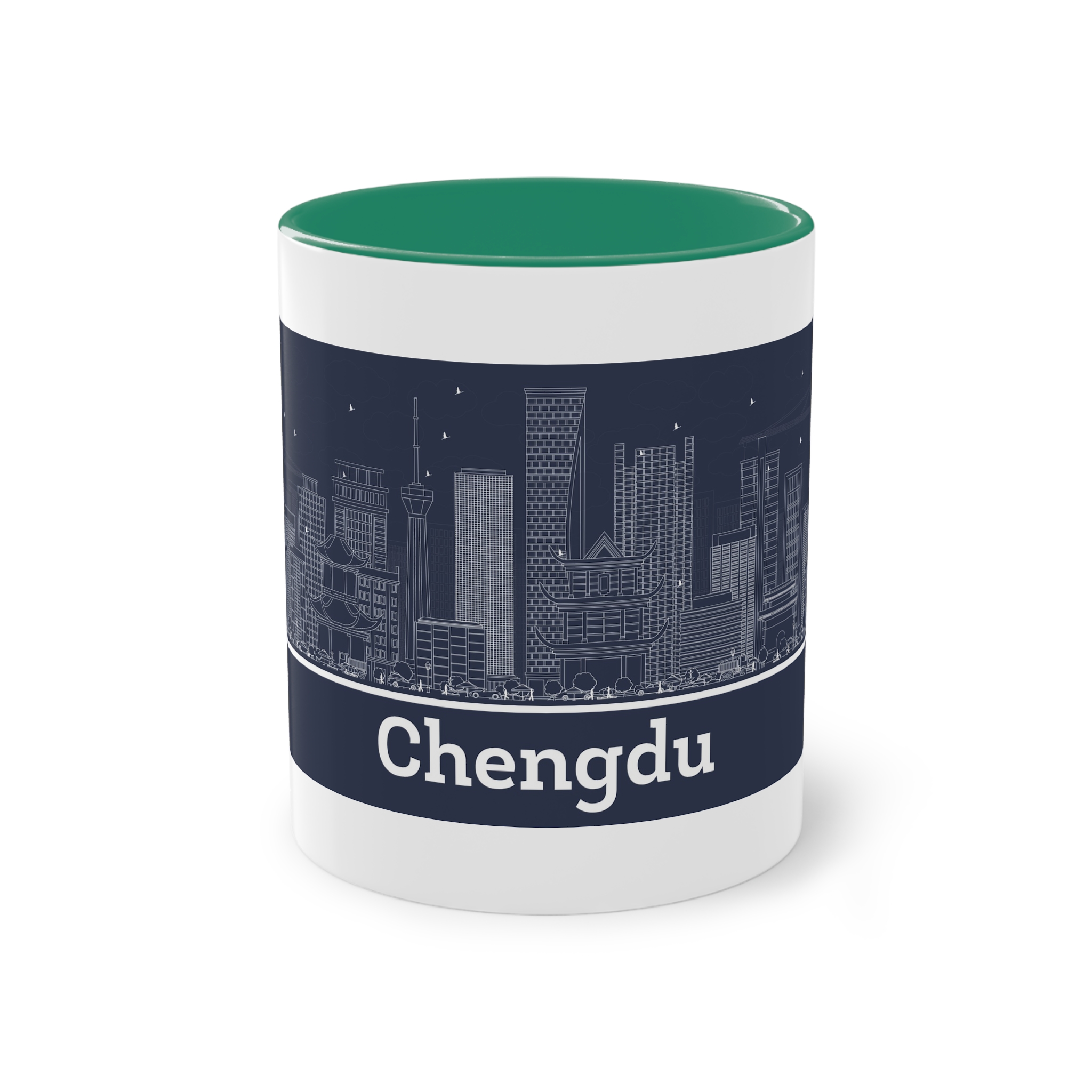 Chengdu Outline Inverse Two Tone Coffee Mug 11oz - Image 29