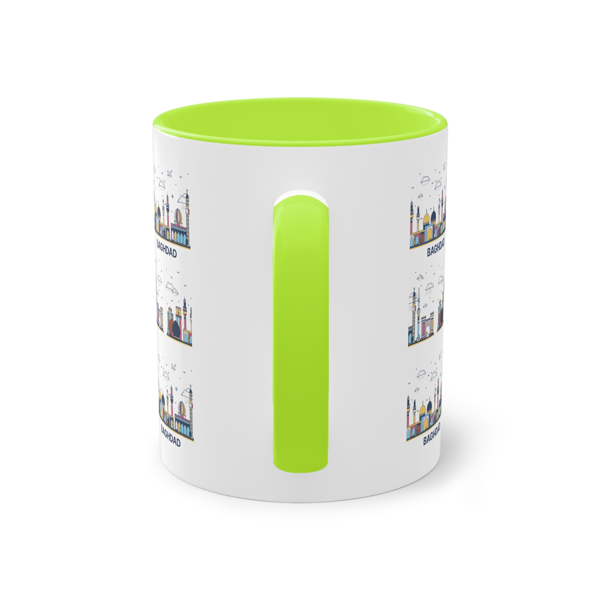 Baghdad Outline Bold Color Two Tone Coffee Mug 11oz - Image 26