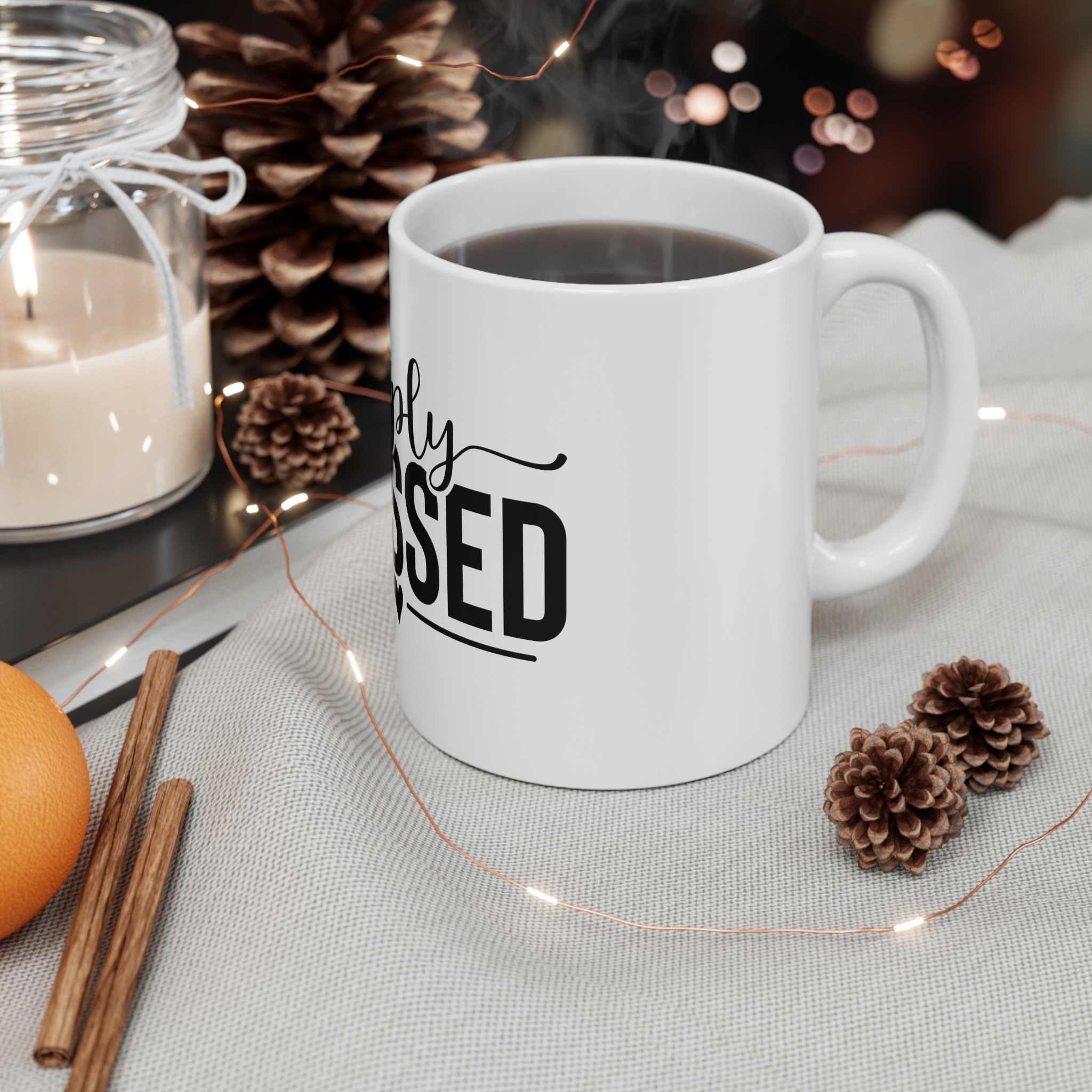 Simply Blessed Inspirational Message Gratitude 11oz White Mug - Image 4