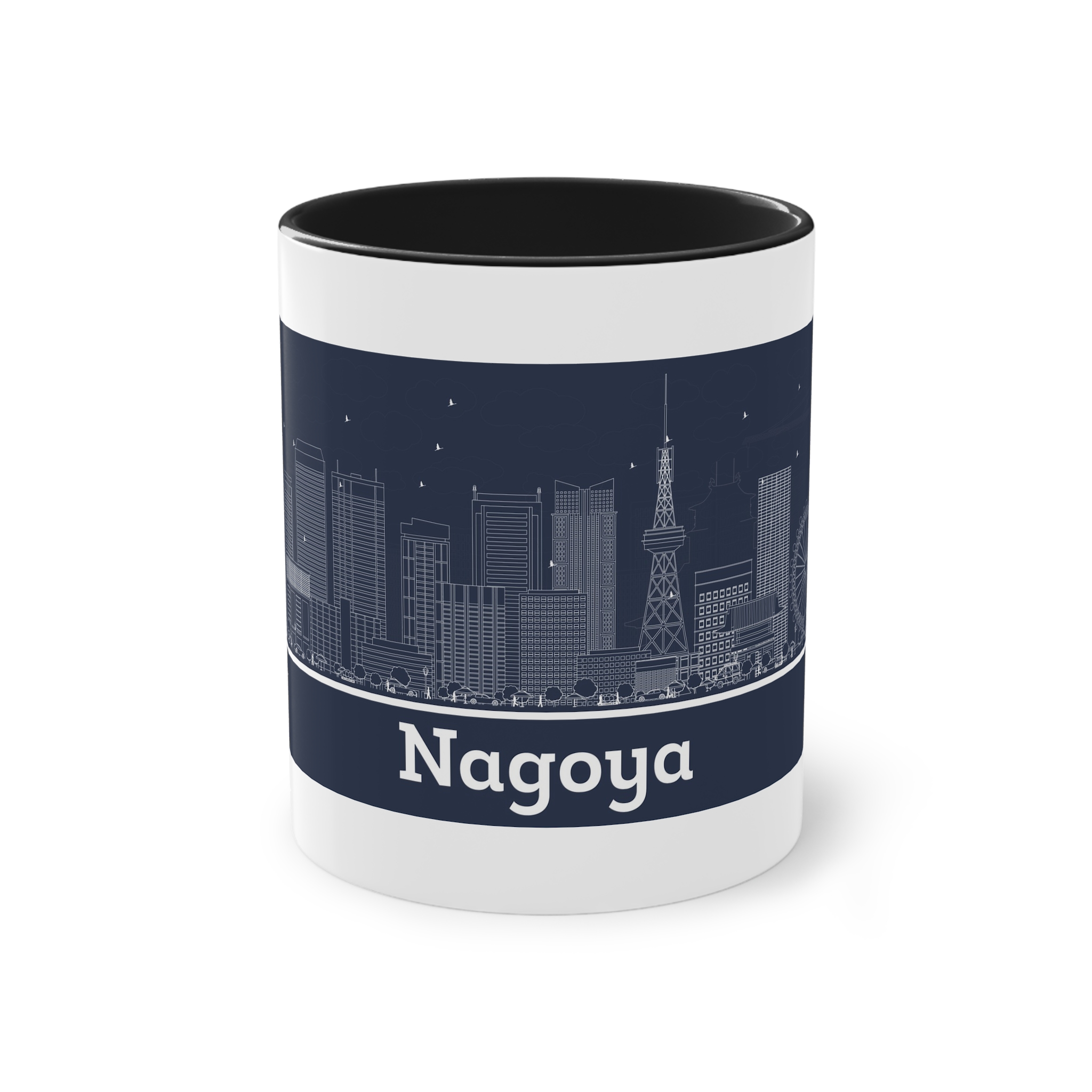Nagoya Outline Inverse Two Tone Coffee Mug 11oz - Image 9