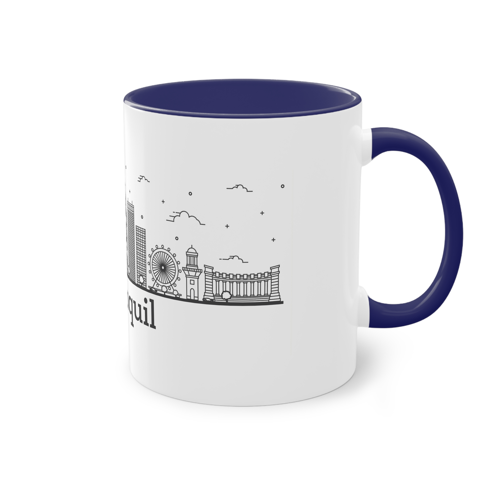 Guayaquil Outline Bold Two Tone Coffee Mug 11oz - Image 44